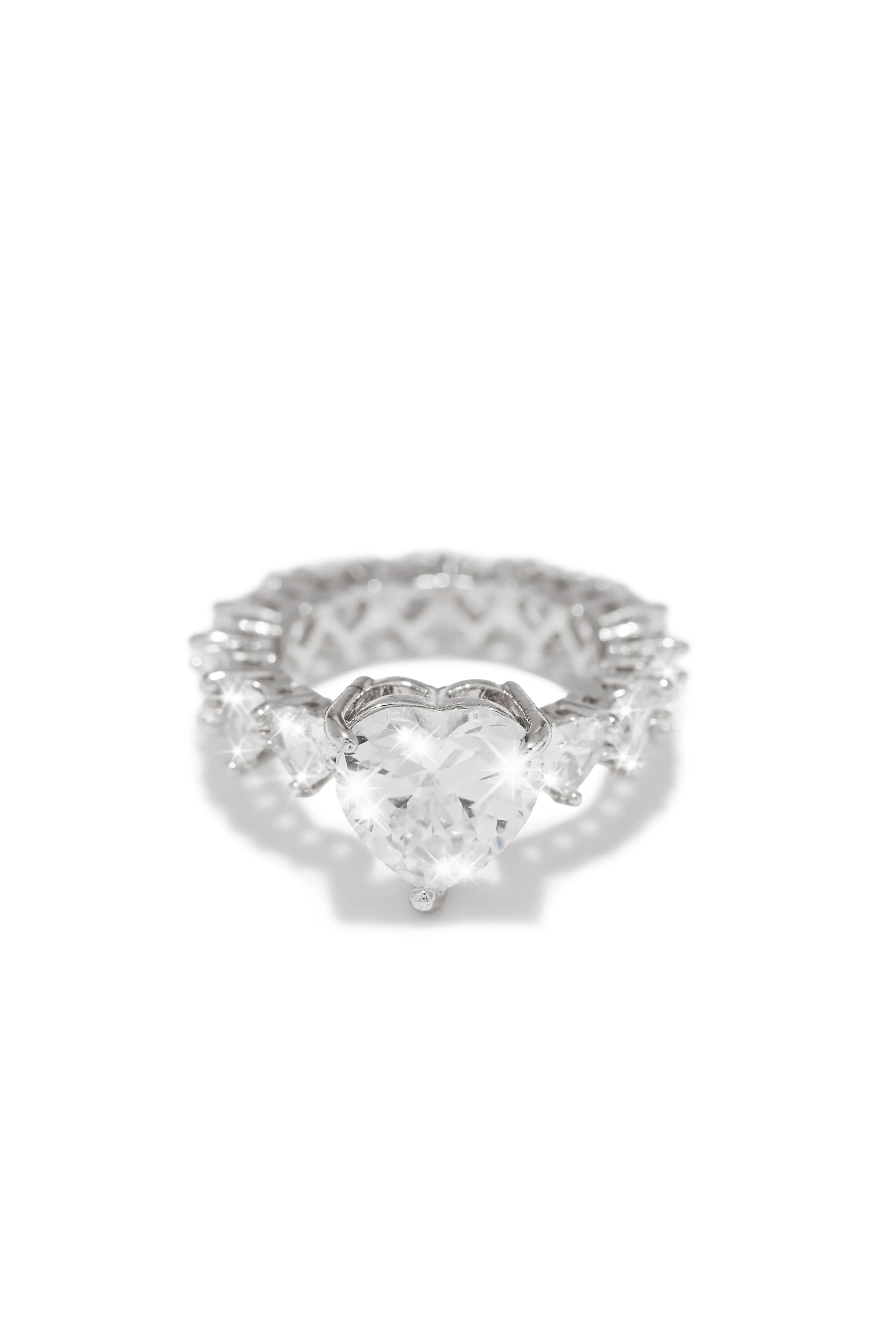 True Love Heart Embellished Ring - Silver sold by Miss Lola