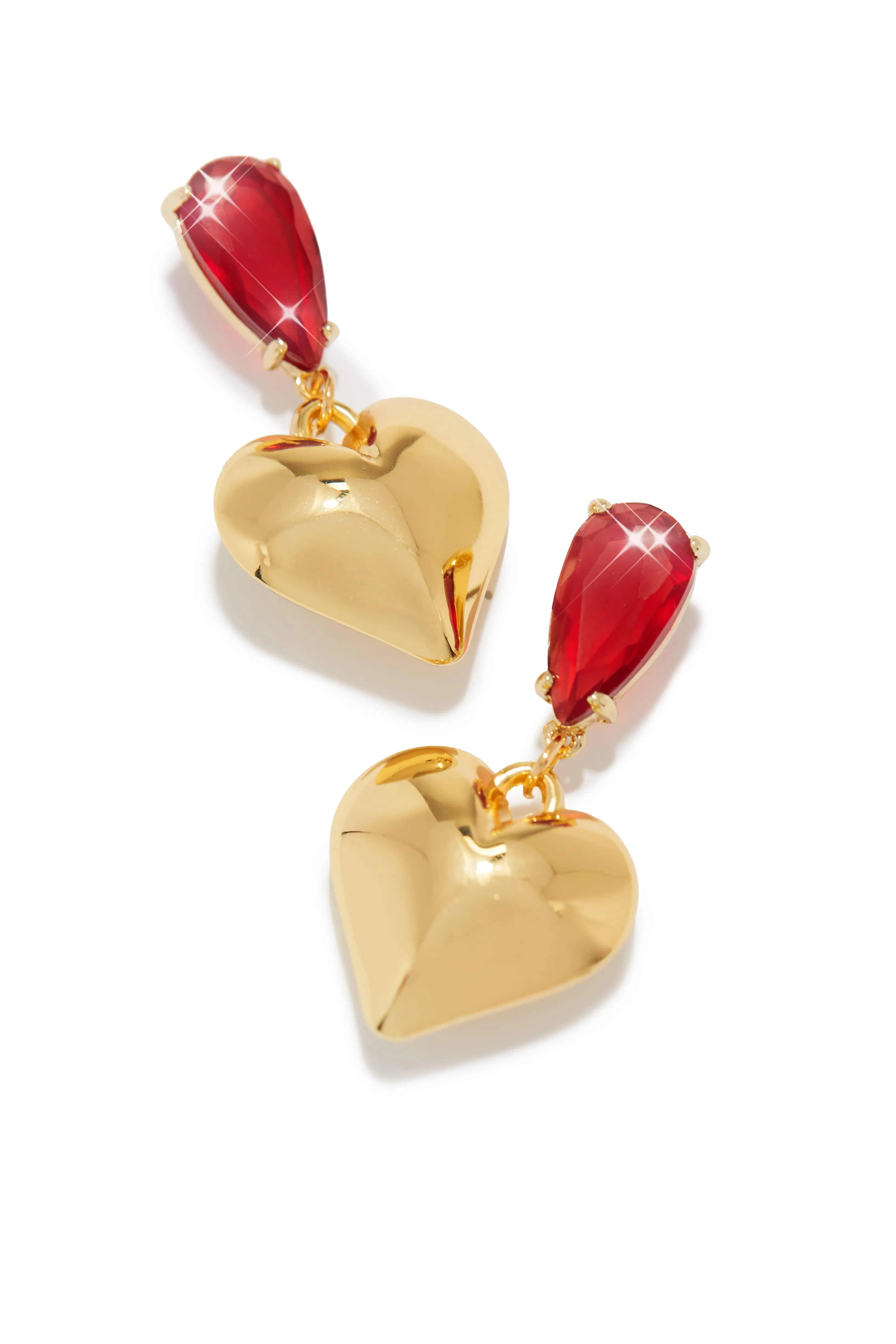 Weekend Love Embellished Heart Earring - Red sold by Miss Lola