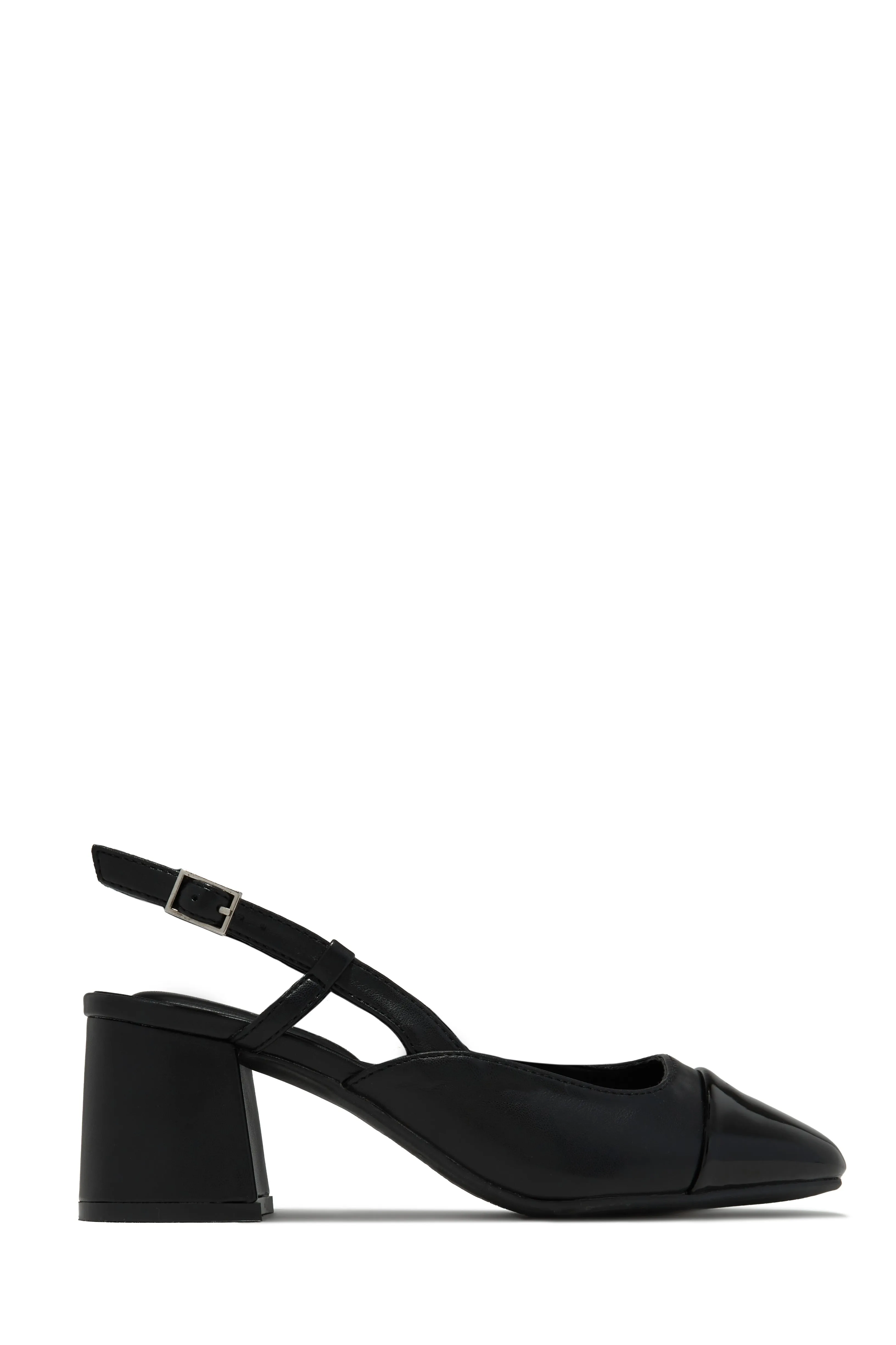 Irene Slingback Block Mid Heels - Black sold by Miss Lola product image thumbnail 4