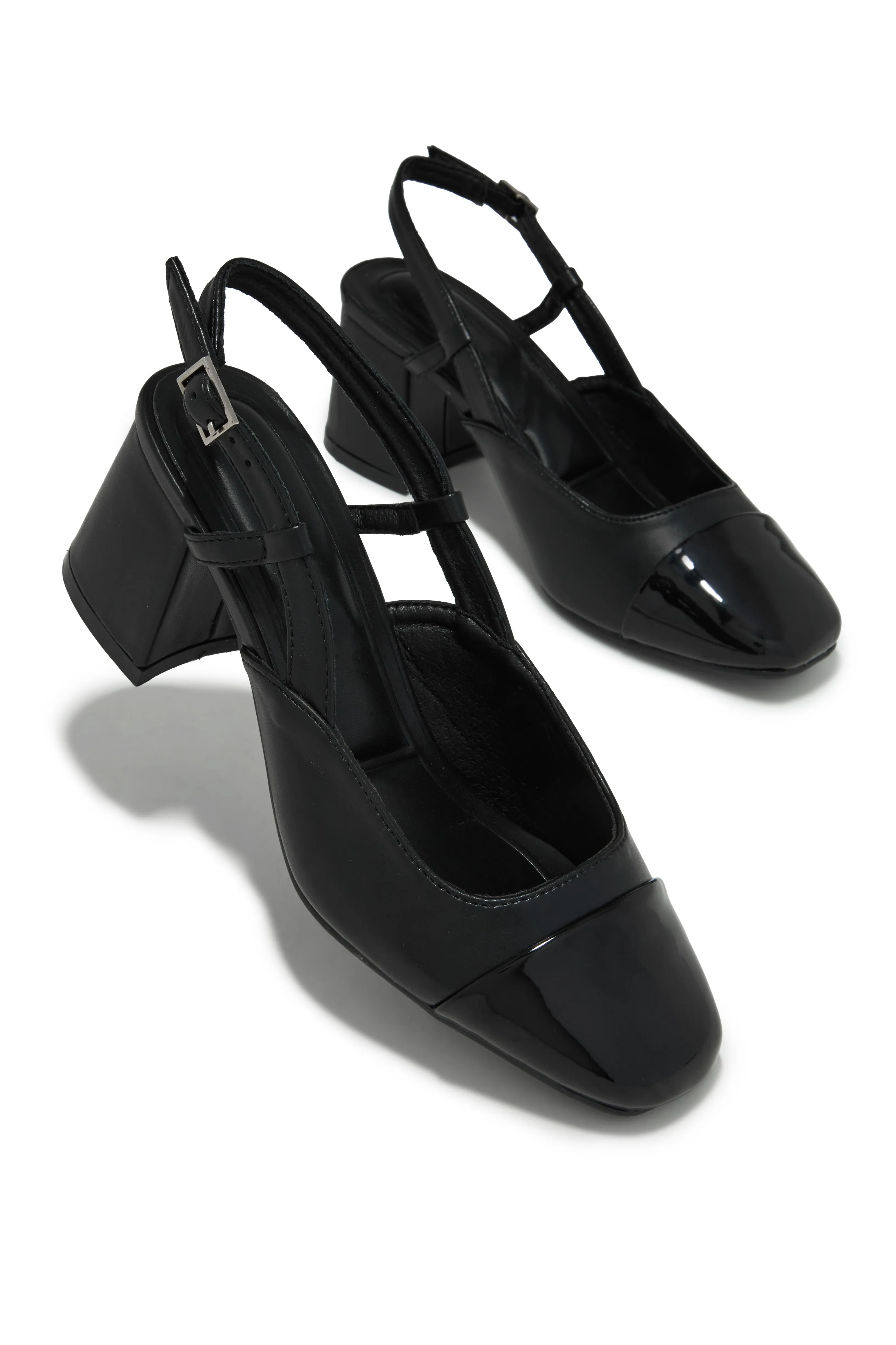 Irene Slingback Block Mid Heels - Black sold by Miss Lola
