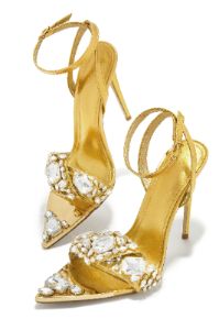 Fine Art Embellished Single Sole High Heels - Gold sold by Miss Lola