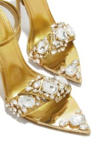 Fine Art Embellished Single Sole High Heels - Gold sold by Miss Lola