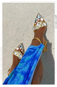 Fine Art Embellished Single Sole High Heels - Gold sold by Miss Lola