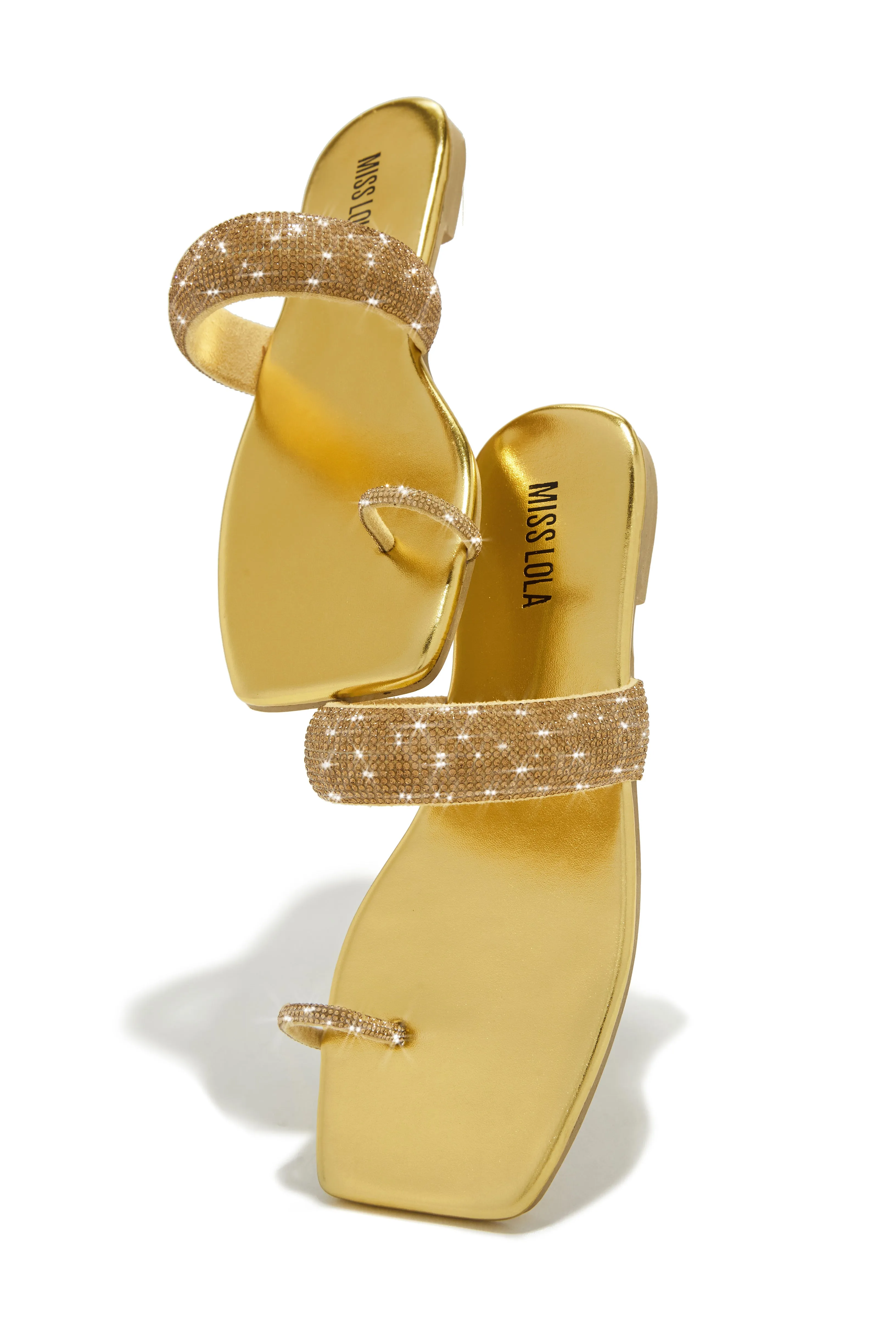 Cabana Beach Embellished Slip On Sandals - Gold sold by Miss Lola product image thumbnail 2
