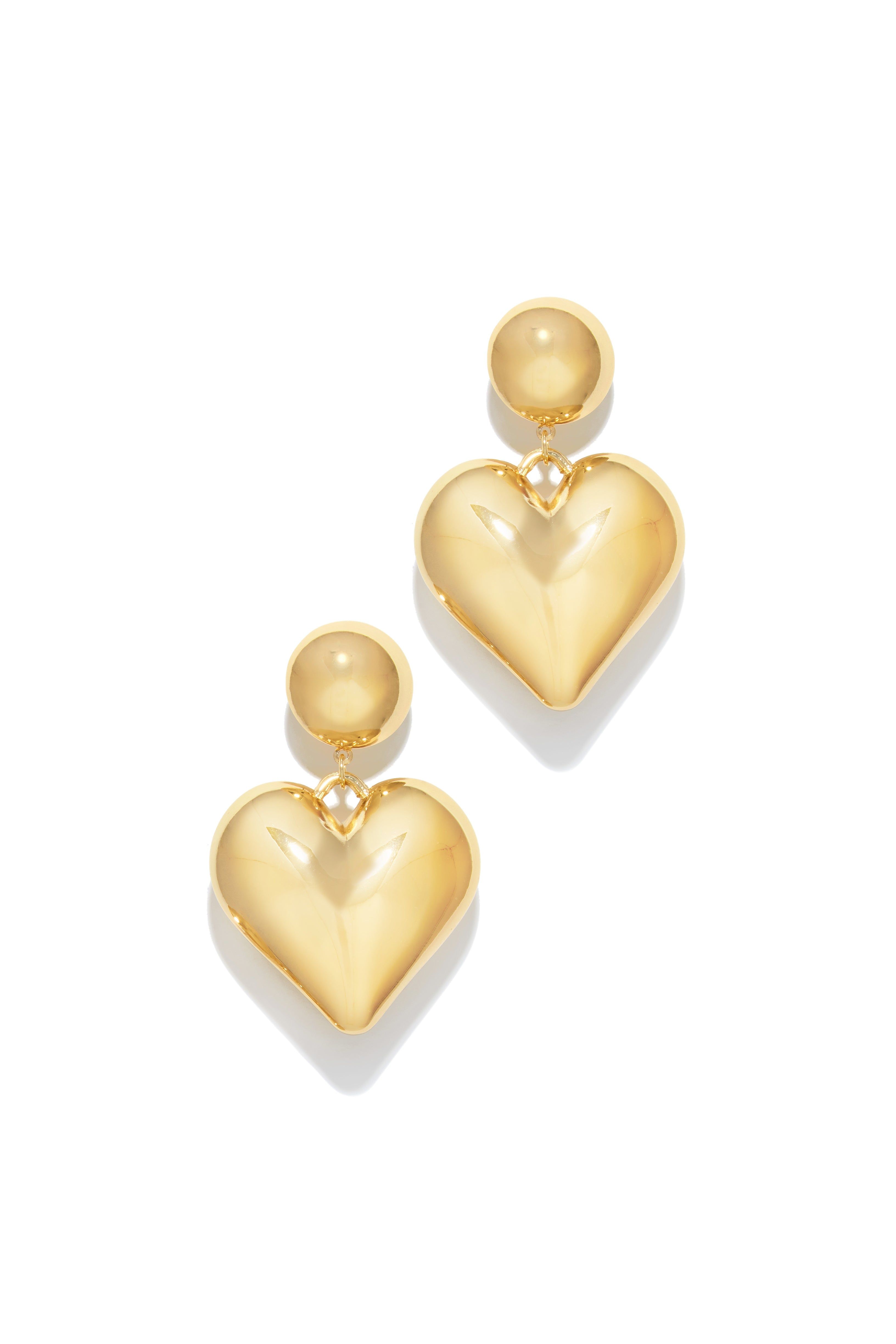 Lovers Paradise Puff Heart Statement Earring - Gold sold by Miss Lola product image thumbnail 2