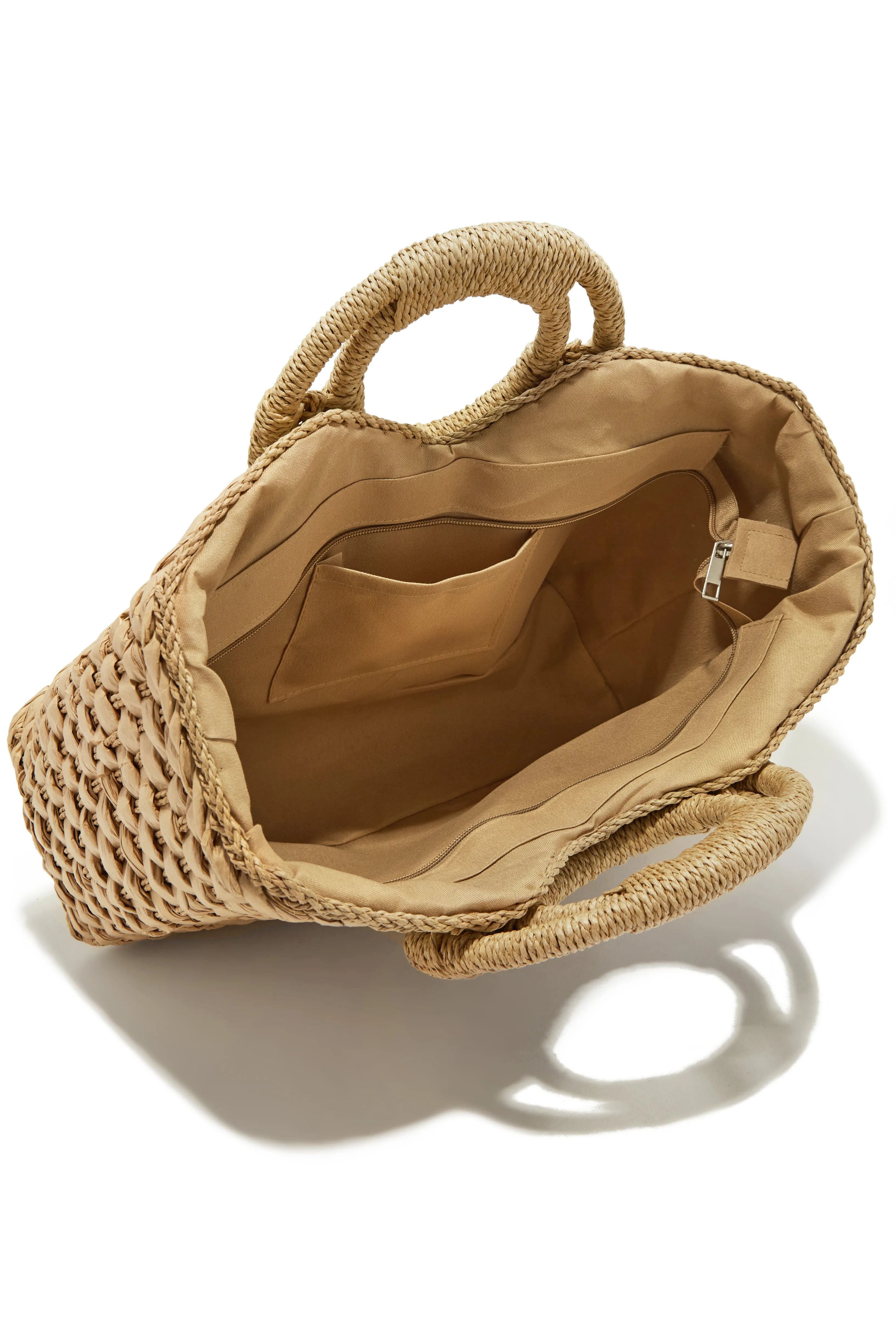 Trips To Cabo Top Handle Straw Bag - Tan sold by Miss Lola product image thumbnail 2