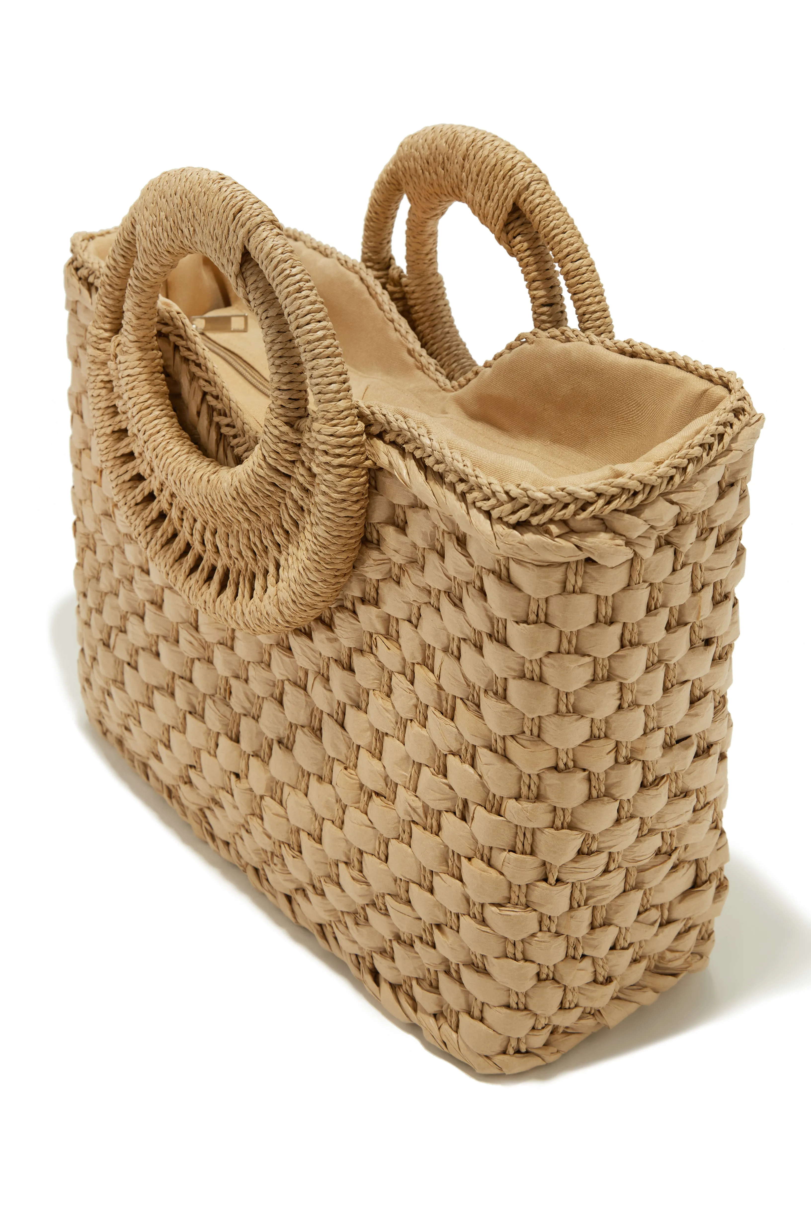Trips To Cabo Top Handle Straw Bag - Tan sold by Miss Lola product image thumbnail 3