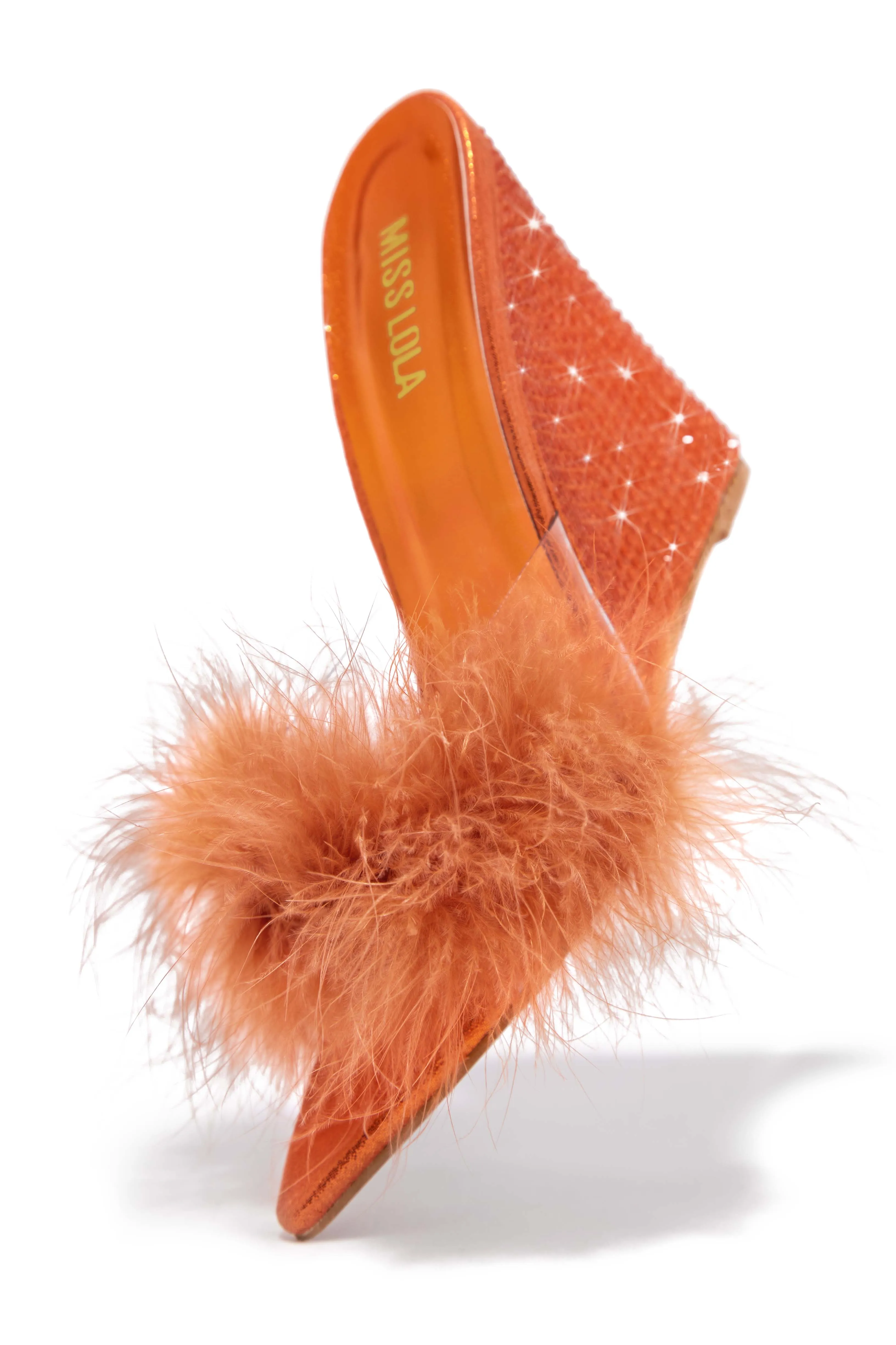 Starla Embellished High Heel Mule Wedges - Orange sold by Miss Lola product image thumbnail 5
