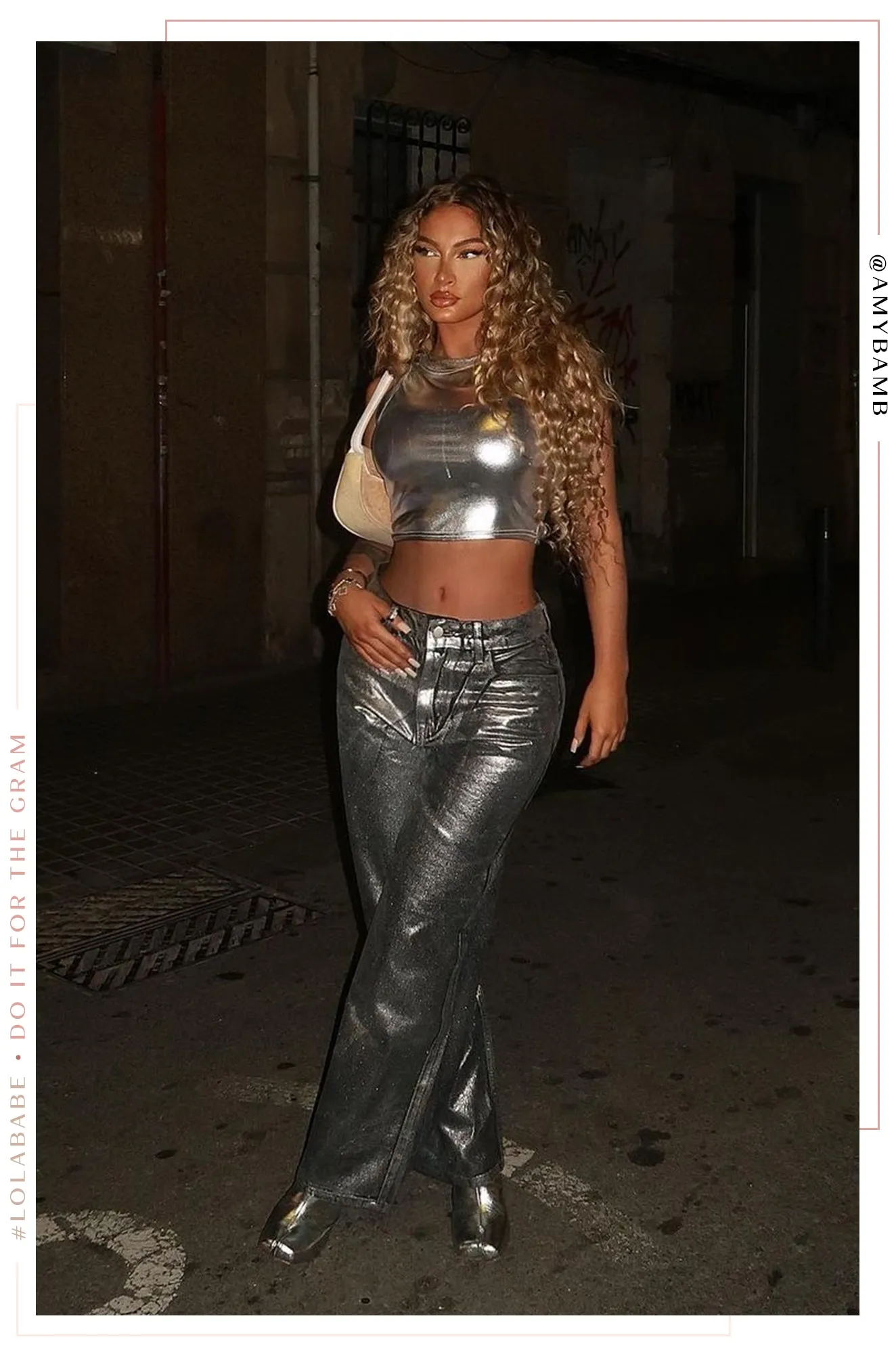 Alesandrya Metallic Tank Crop Top - Silver sold by Miss Lola product image thumbnail 5