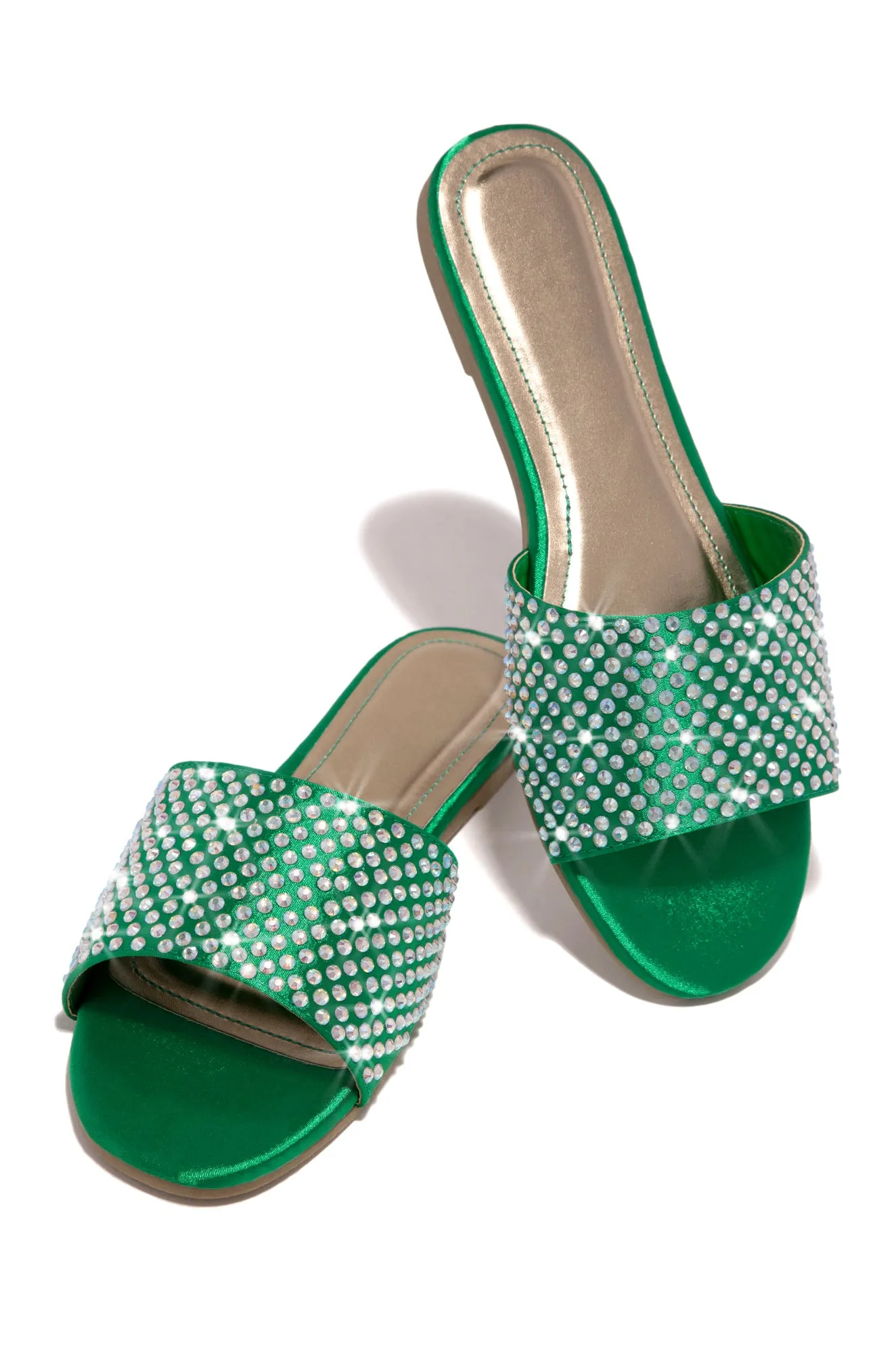 Ula Embellished Slip On Sandals - Green sold by Miss Lola
