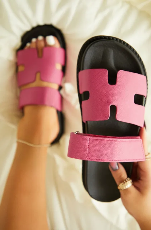 Evana Slip On Sandals - Pink sold by Miss Lola