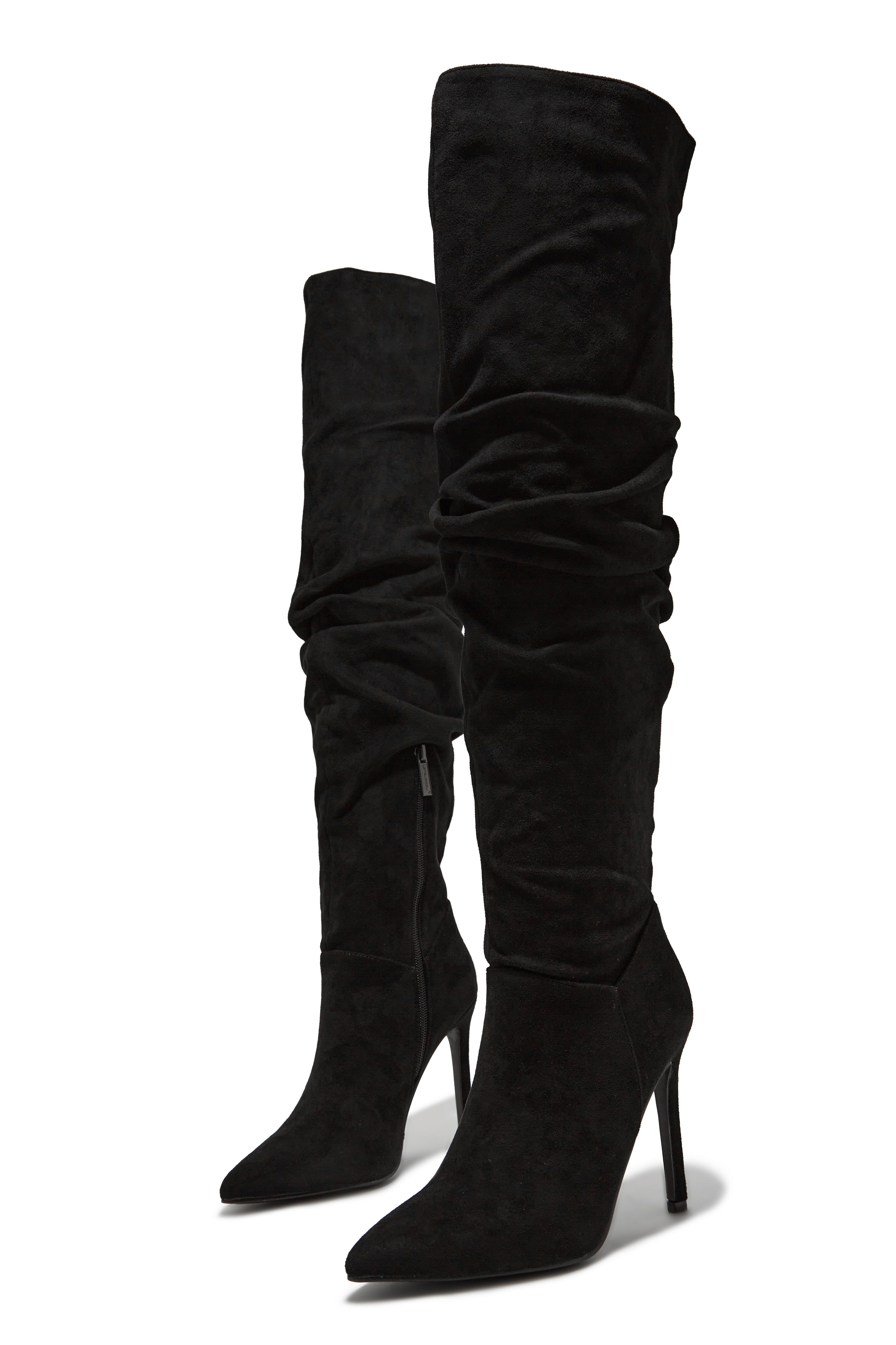 Alejandra Over The Knee High Heel Boots - Black sold by Miss Lola product image thumbnail 4