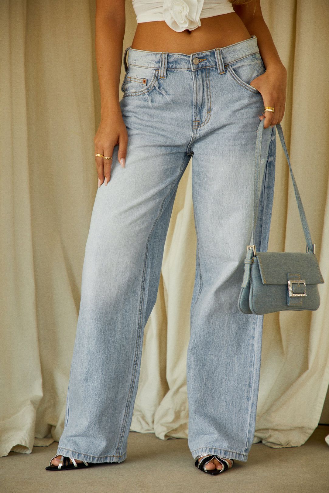 Katie High Waist Wide Leg Denim Pant - Denim sold by Miss Lola