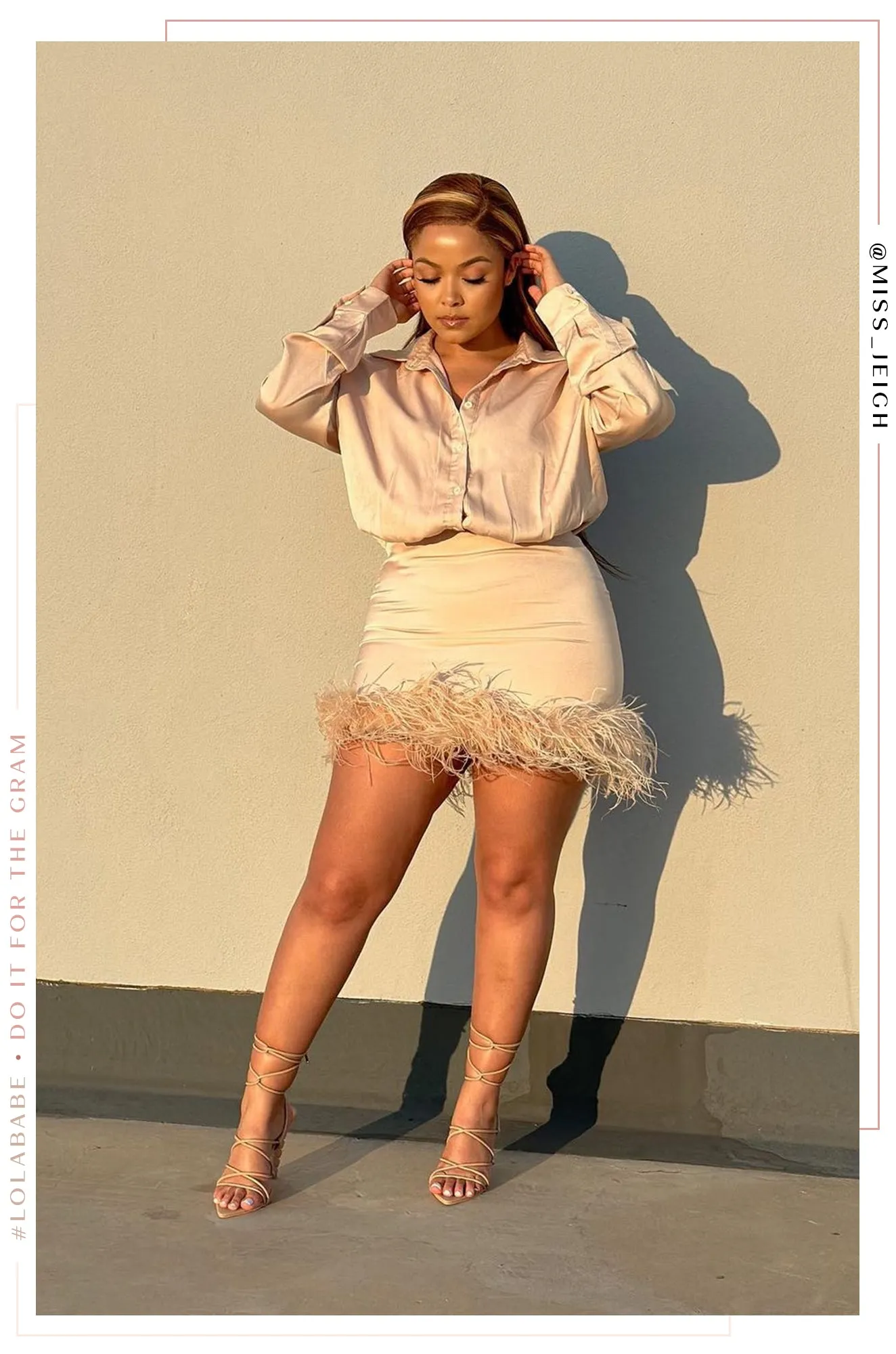 Francesca Long Sleeve Mini Dress - Nude sold by Miss Lola product image thumbnail 3