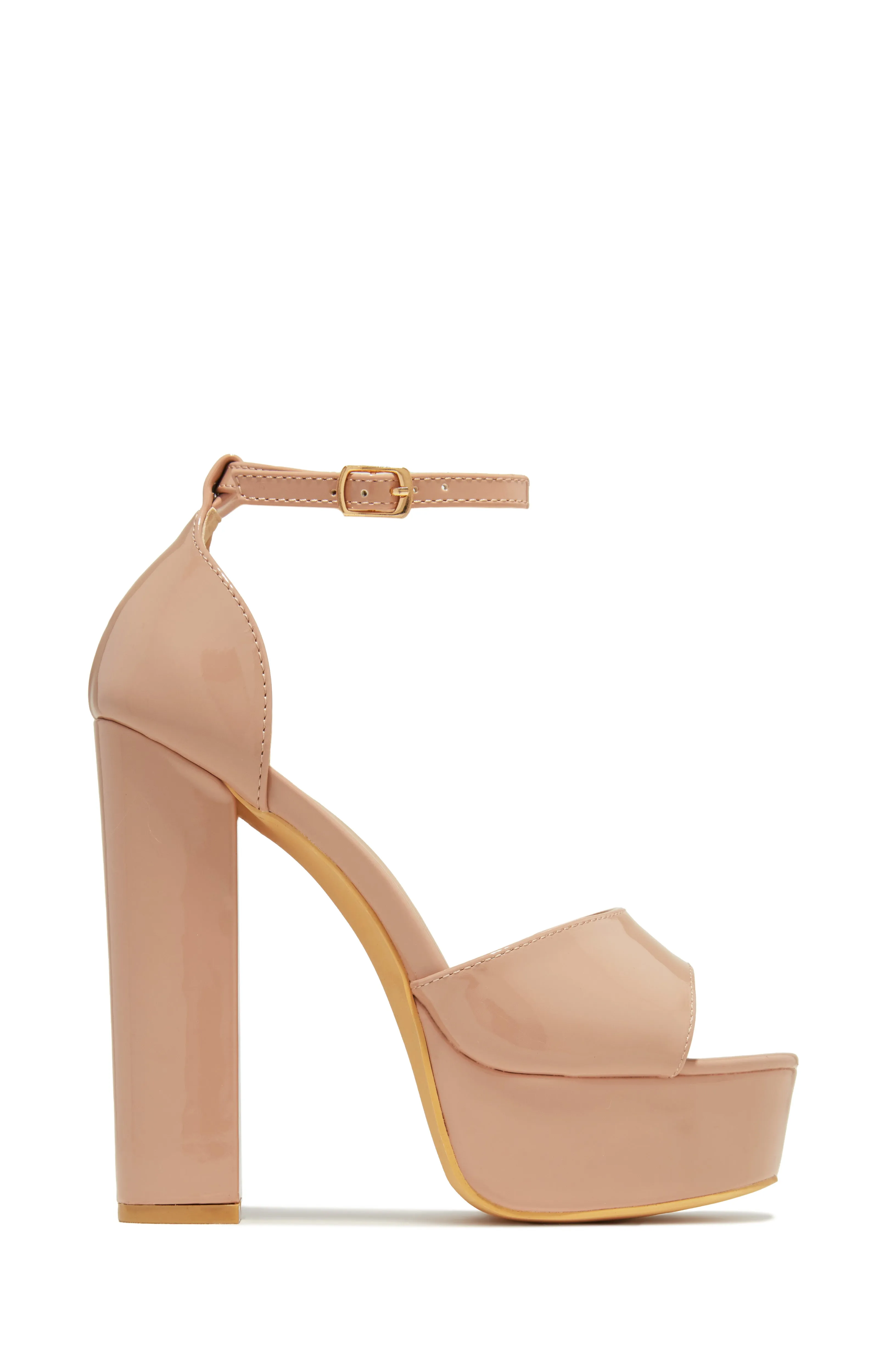 Penelope Platform Block High Heels - Nude sold by Miss Lola product image thumbnail 2