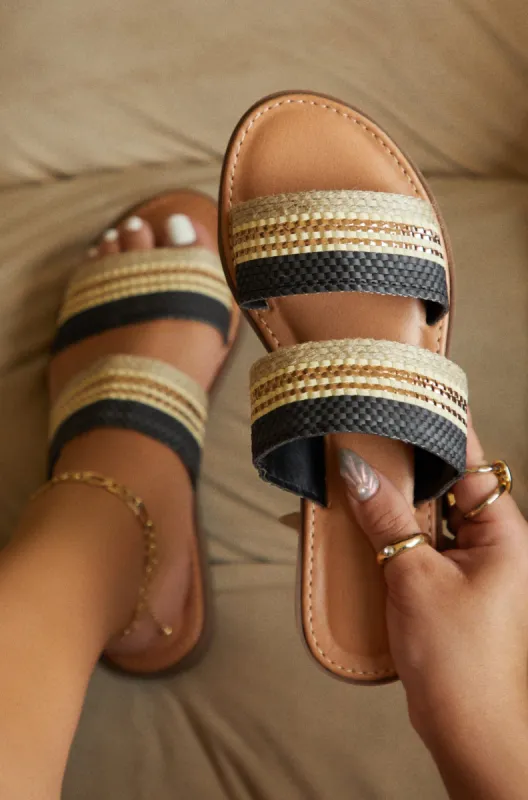 Weekend Island Flat Slip On Sandals - Black sold by Miss Lola