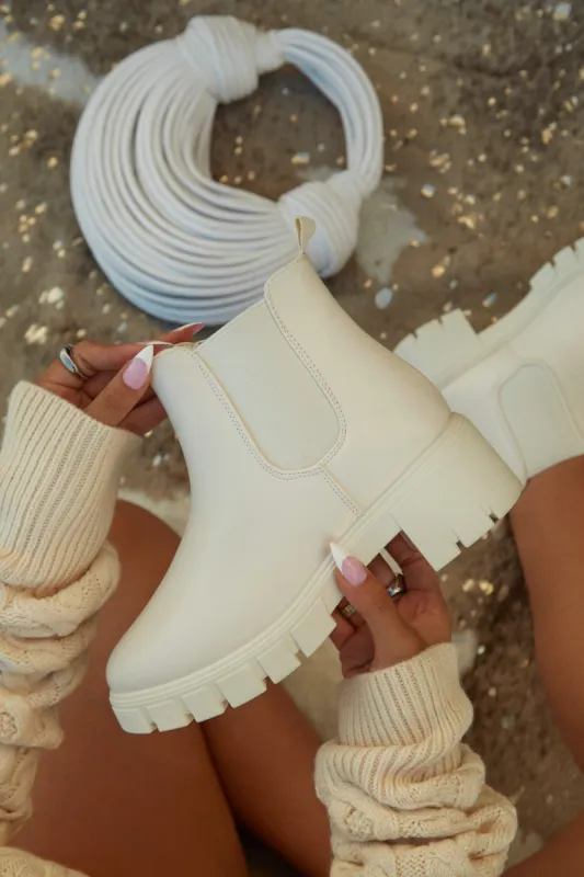 Negin Pull On Ankle Boots - Bone sold by Miss Lola