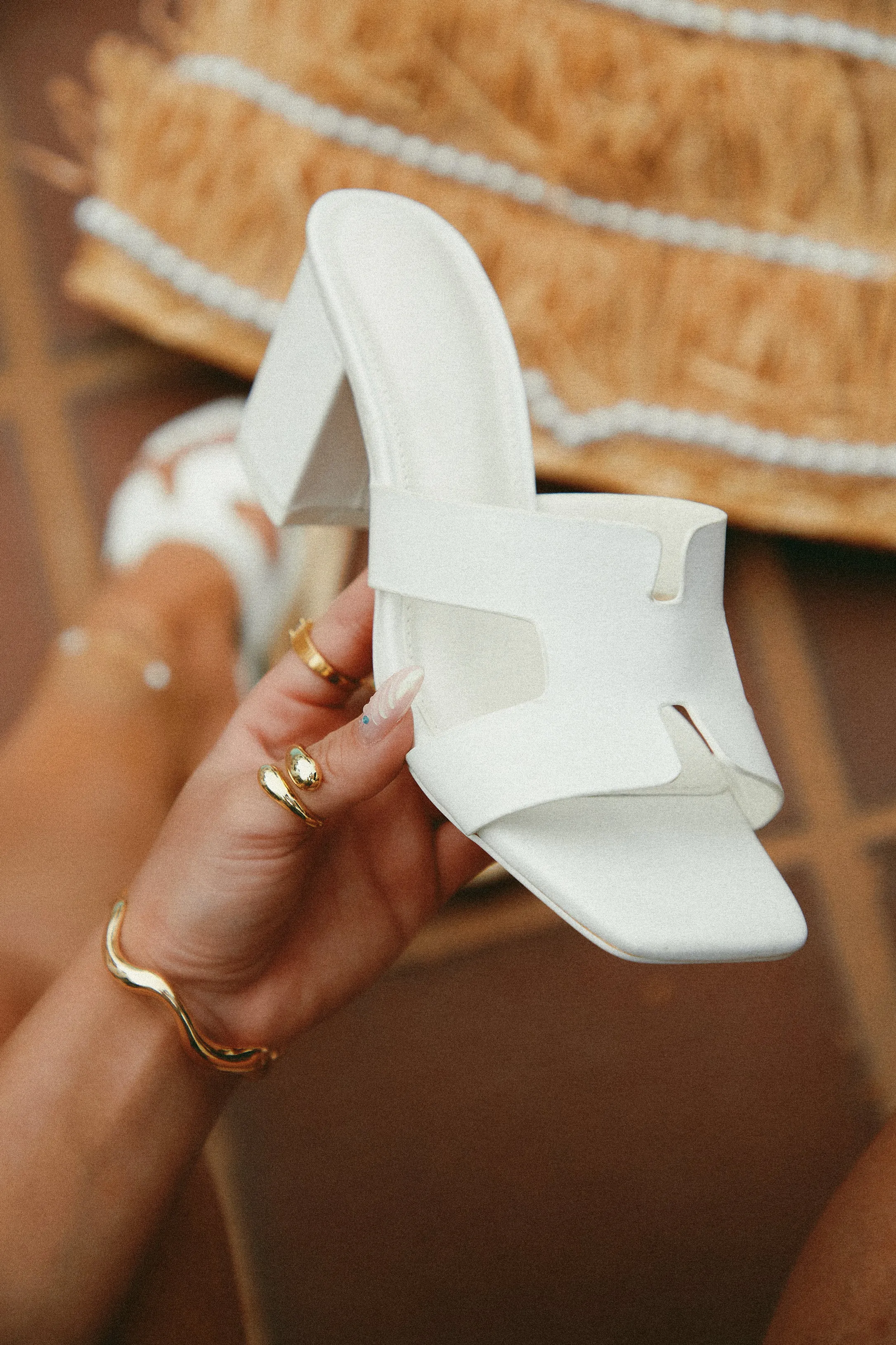 Carina Block Heel Mules - White sold by Miss Lola