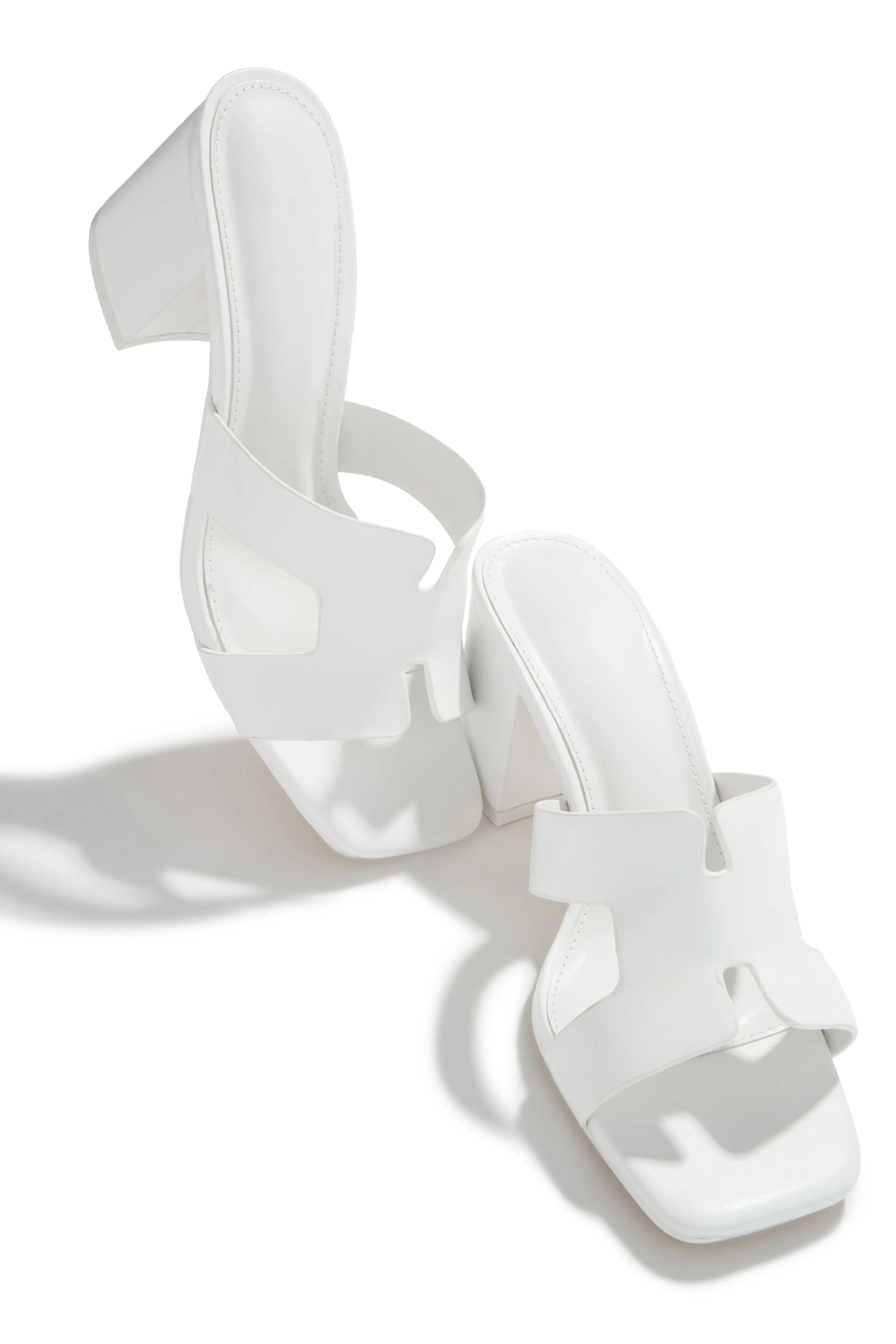 Carina Block Heel Mules - White sold by Miss Lola product image thumbnail 4