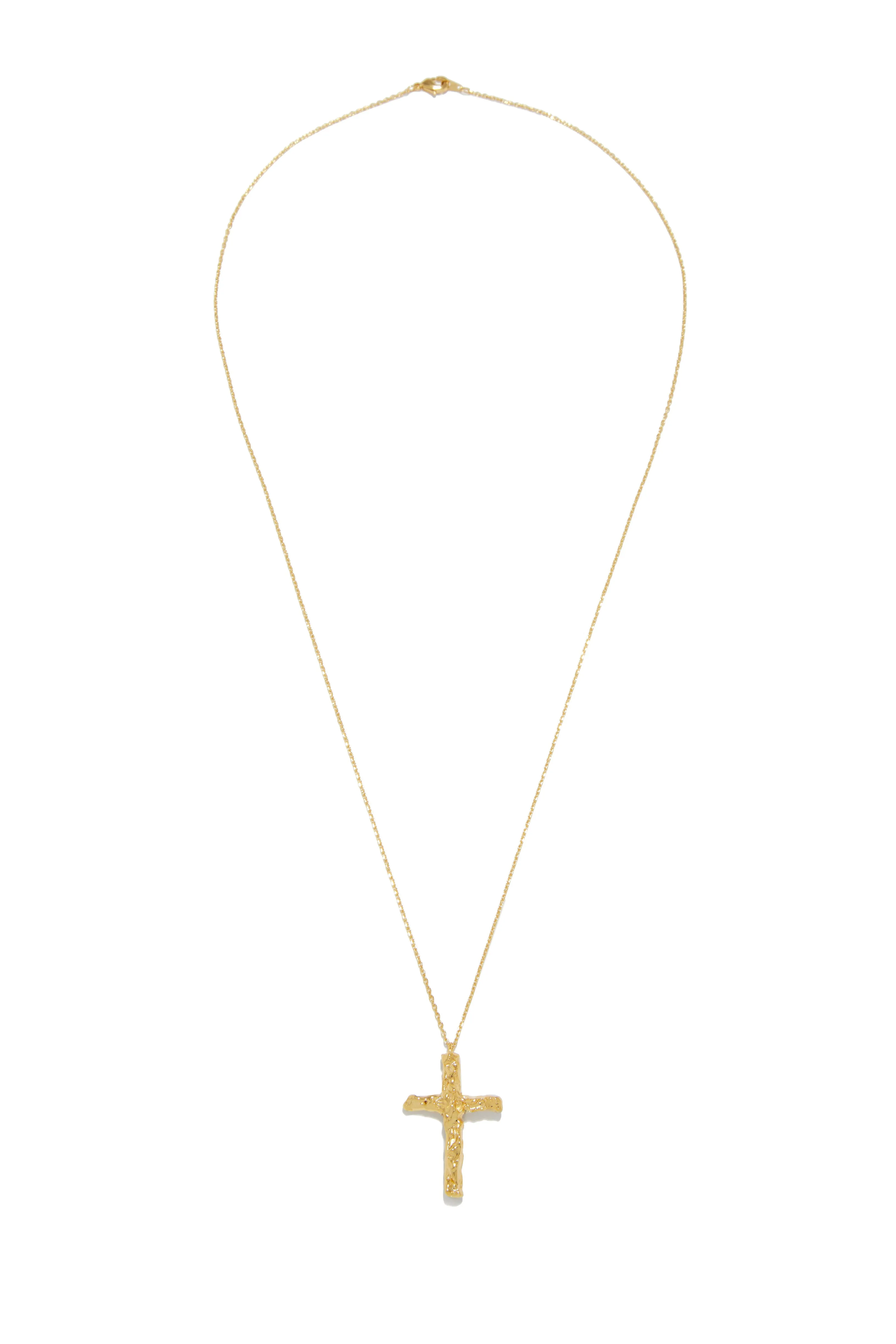 Cruz Textured Cross Necklace - Gold sold by Miss Lola product image thumbnail 4