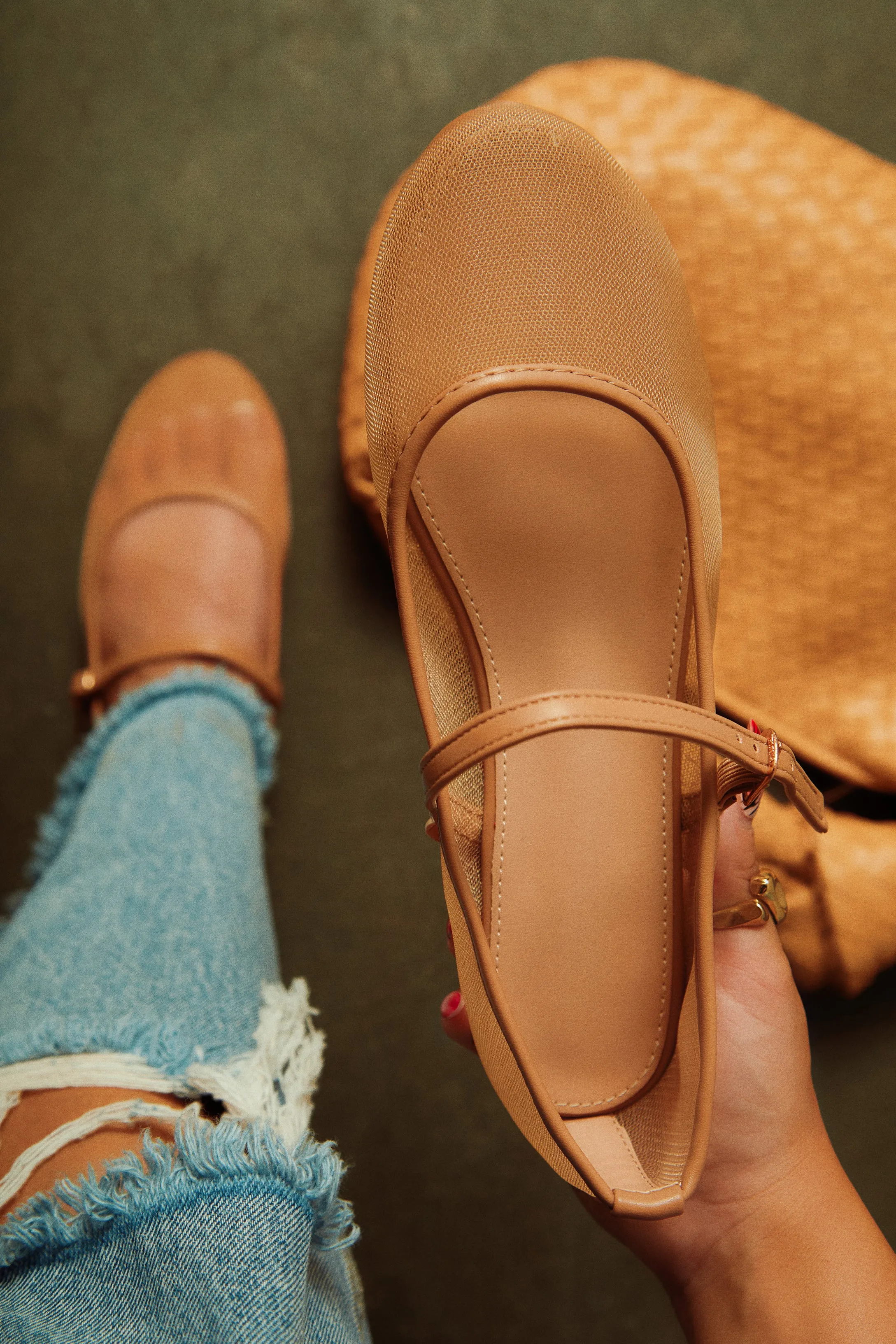 Amila Mesh Flats - Nude sold by Miss Lola