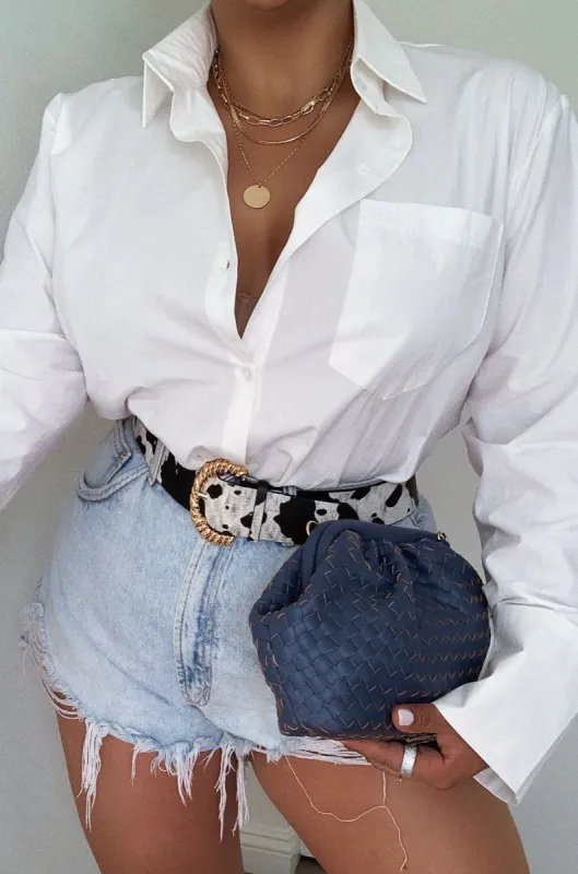 Girlfriend Long Sleeve Button Up Top - White sold by Miss Lola