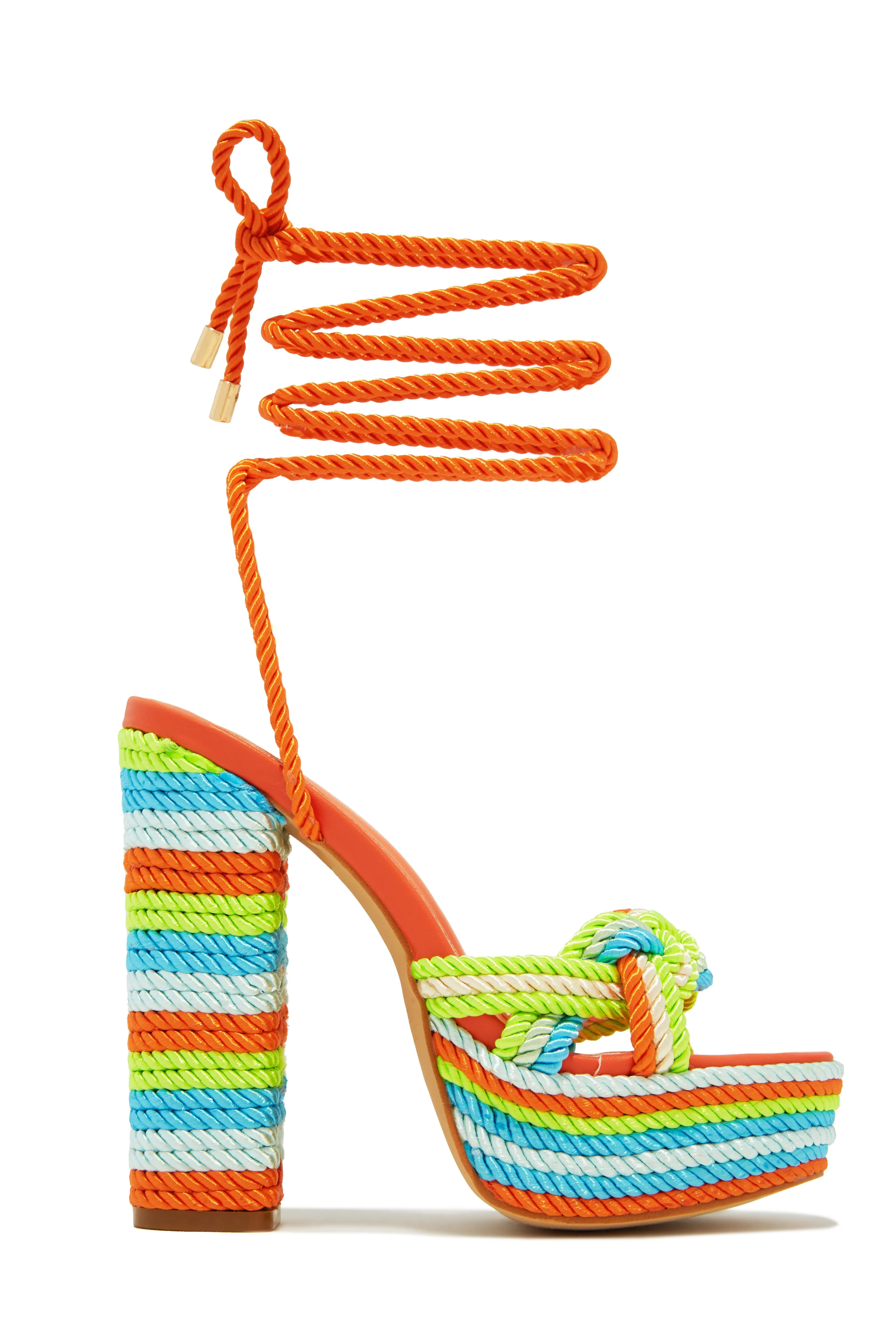 Jadyn Platform Lace Up Block Heels - Multi sold by Miss Lola product image thumbnail 2