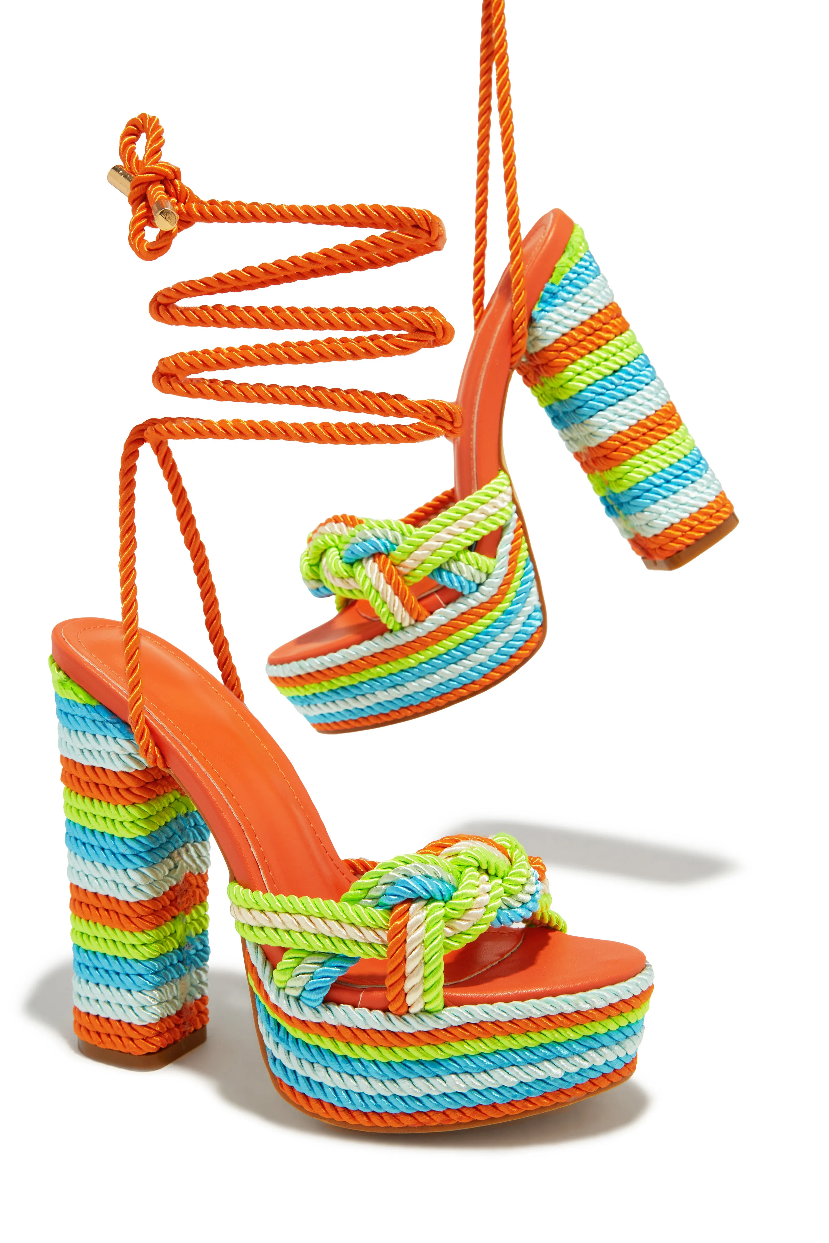 Jadyn Platform Lace Up Block Heels - Multi sold by Miss Lola product image thumbnail 4
