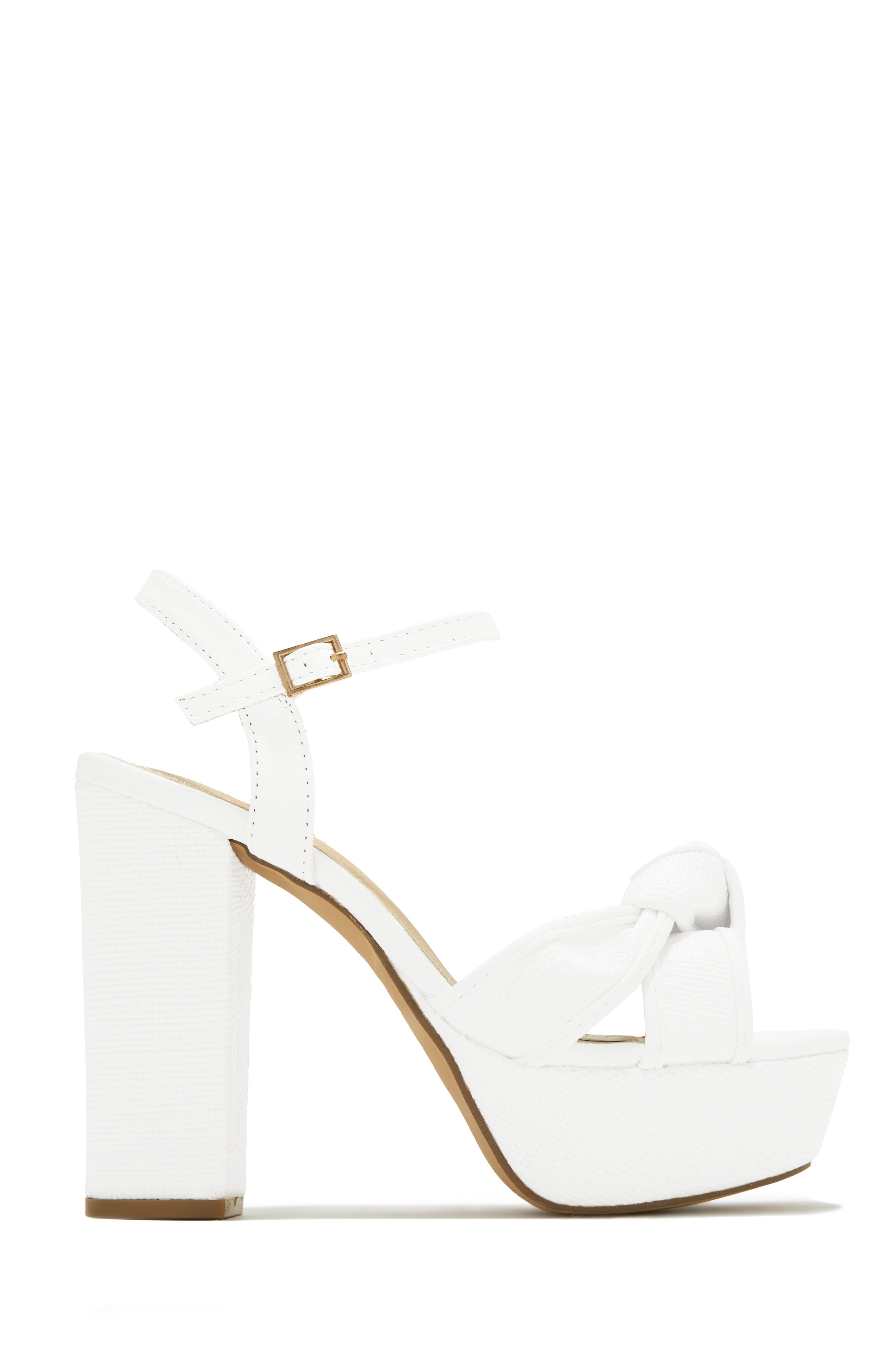 Fernanda Platform Block High Heels - White sold by Miss Lola product image thumbnail 5
