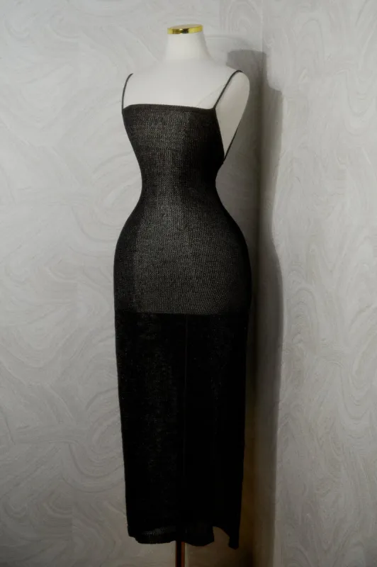 Marlina Lurex Knit Midi Dress - Black sold by Miss Lola