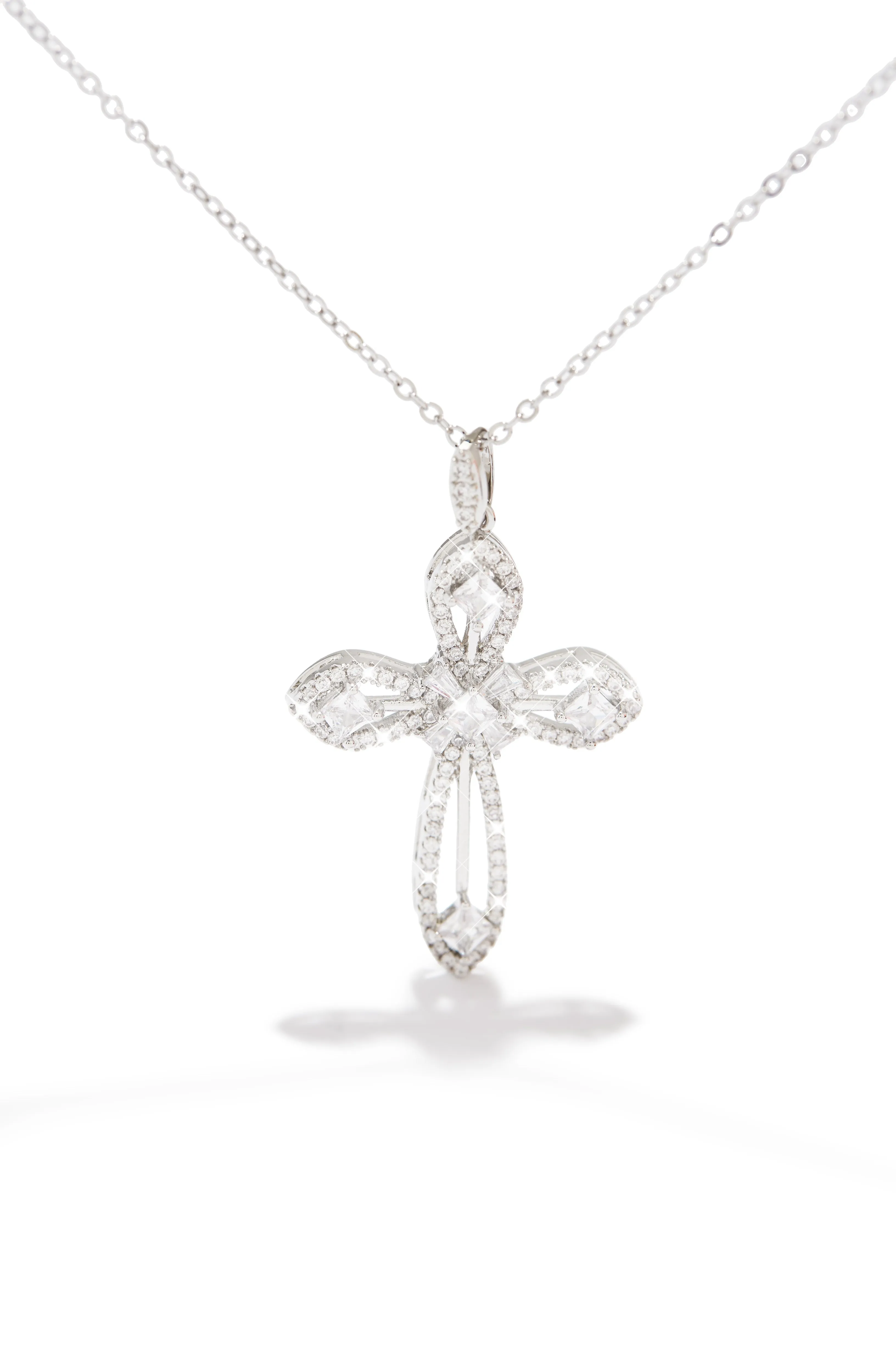Divine Dreams Cubic Zirconia Cross Necklace - Silver sold by Miss Lola product image thumbnail 4
