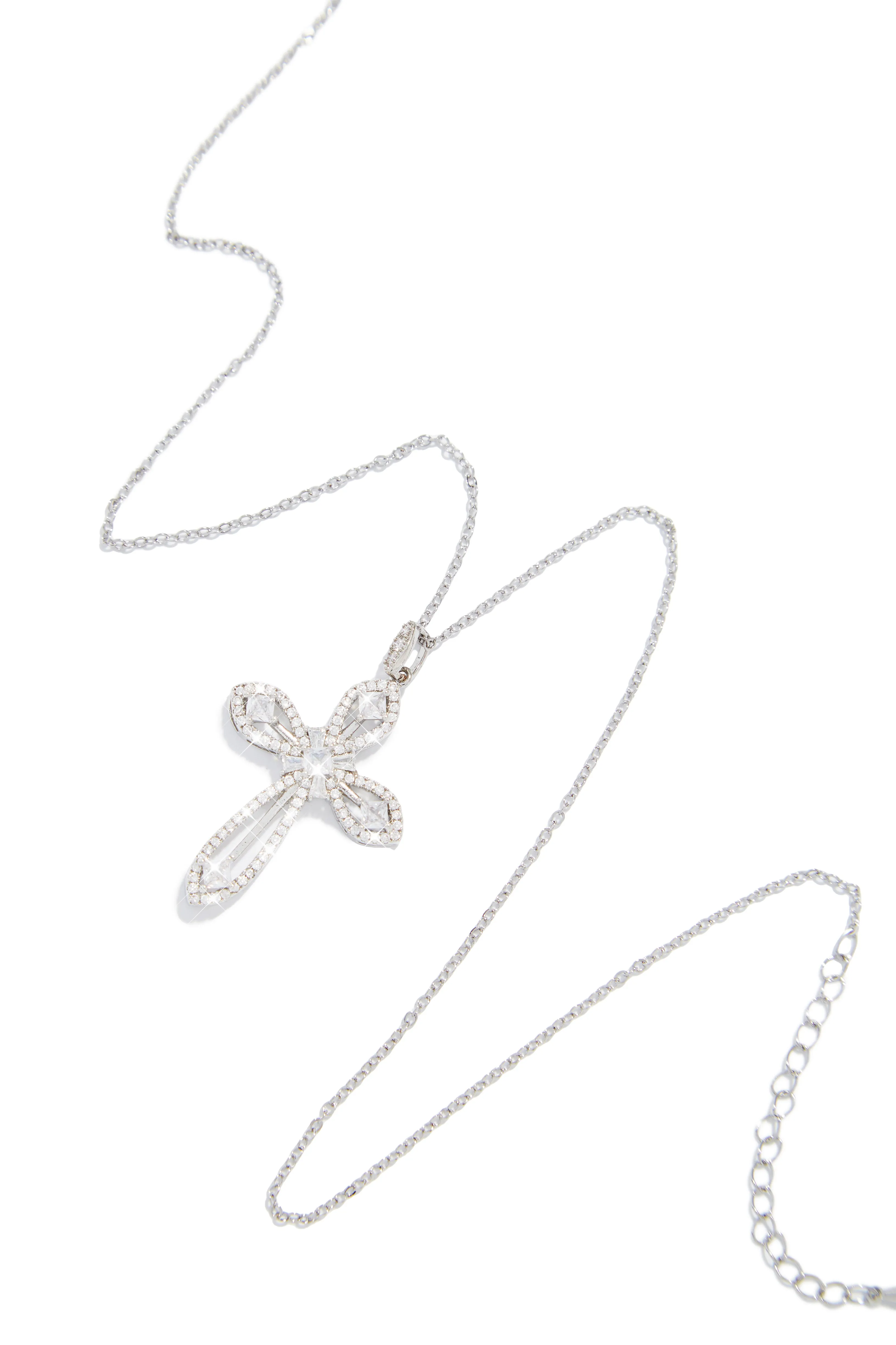 Divine Dreams Cubic Zirconia Cross Necklace - Silver sold by Miss Lola product image thumbnail 3