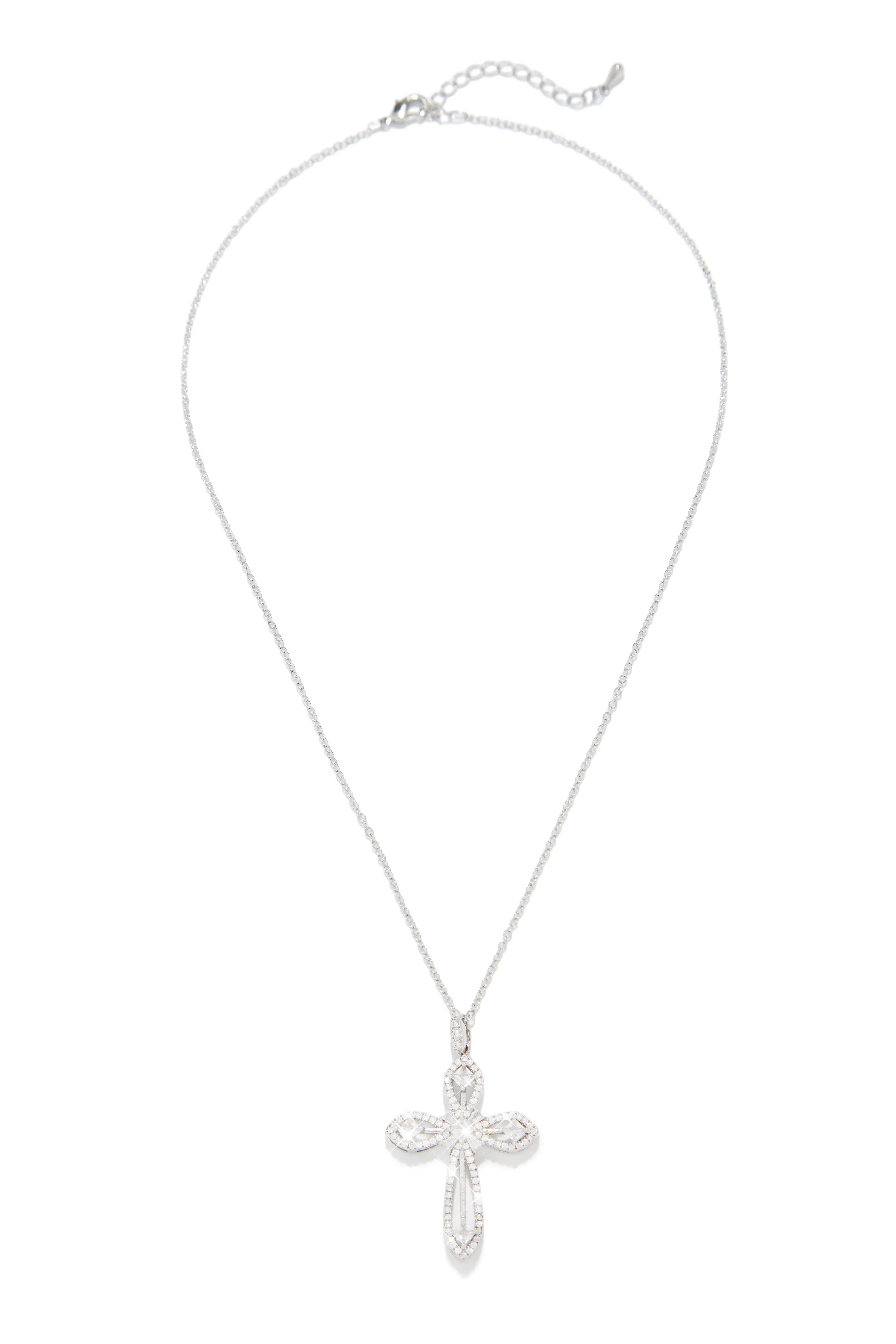 Divine Dreams Cubic Zirconia Cross Necklace - Silver sold by Miss Lola product image thumbnail 2