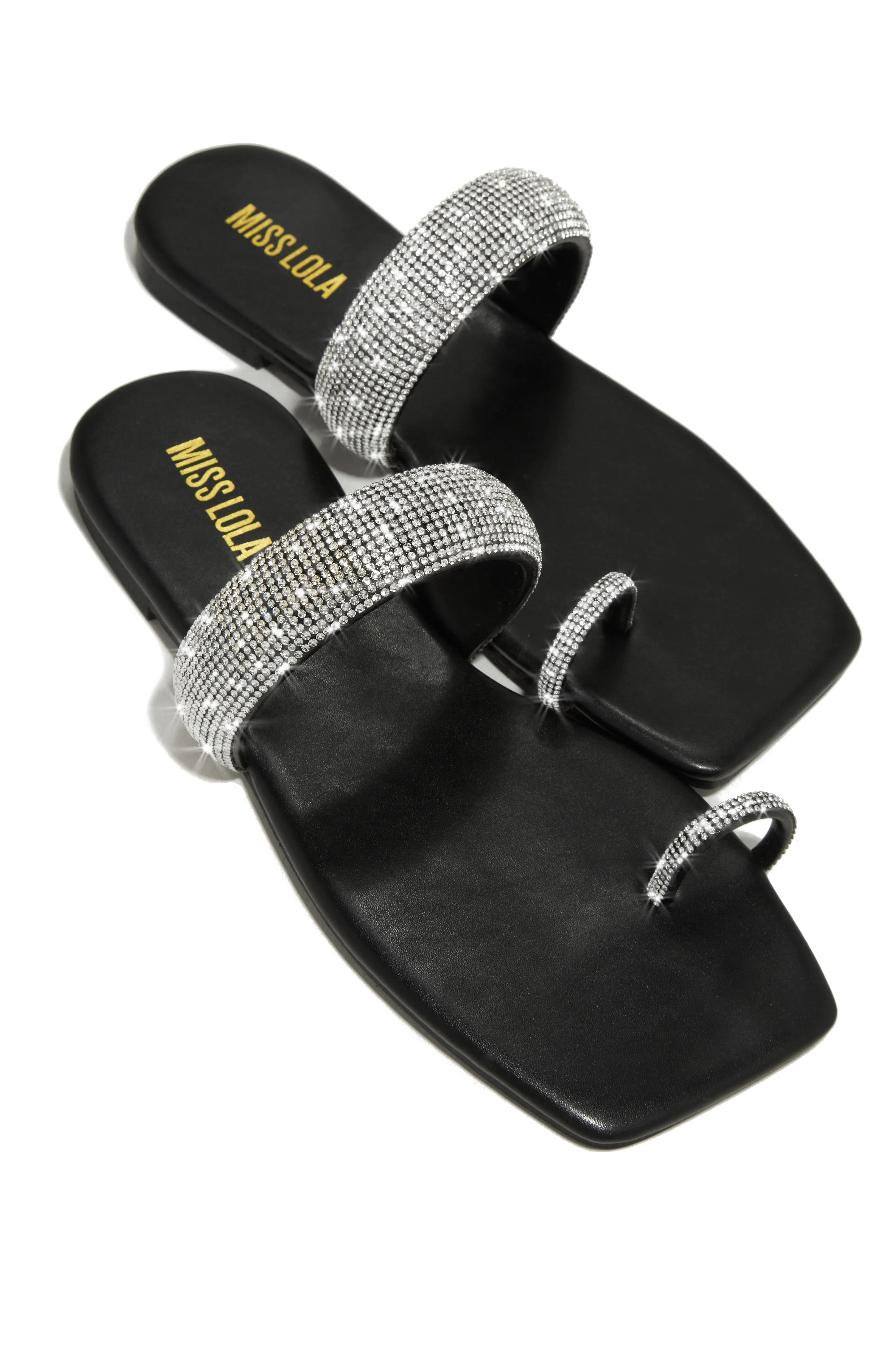 Cabana Beach Embellished Slip On Sandals - Black sold by Miss Lola product image thumbnail 4