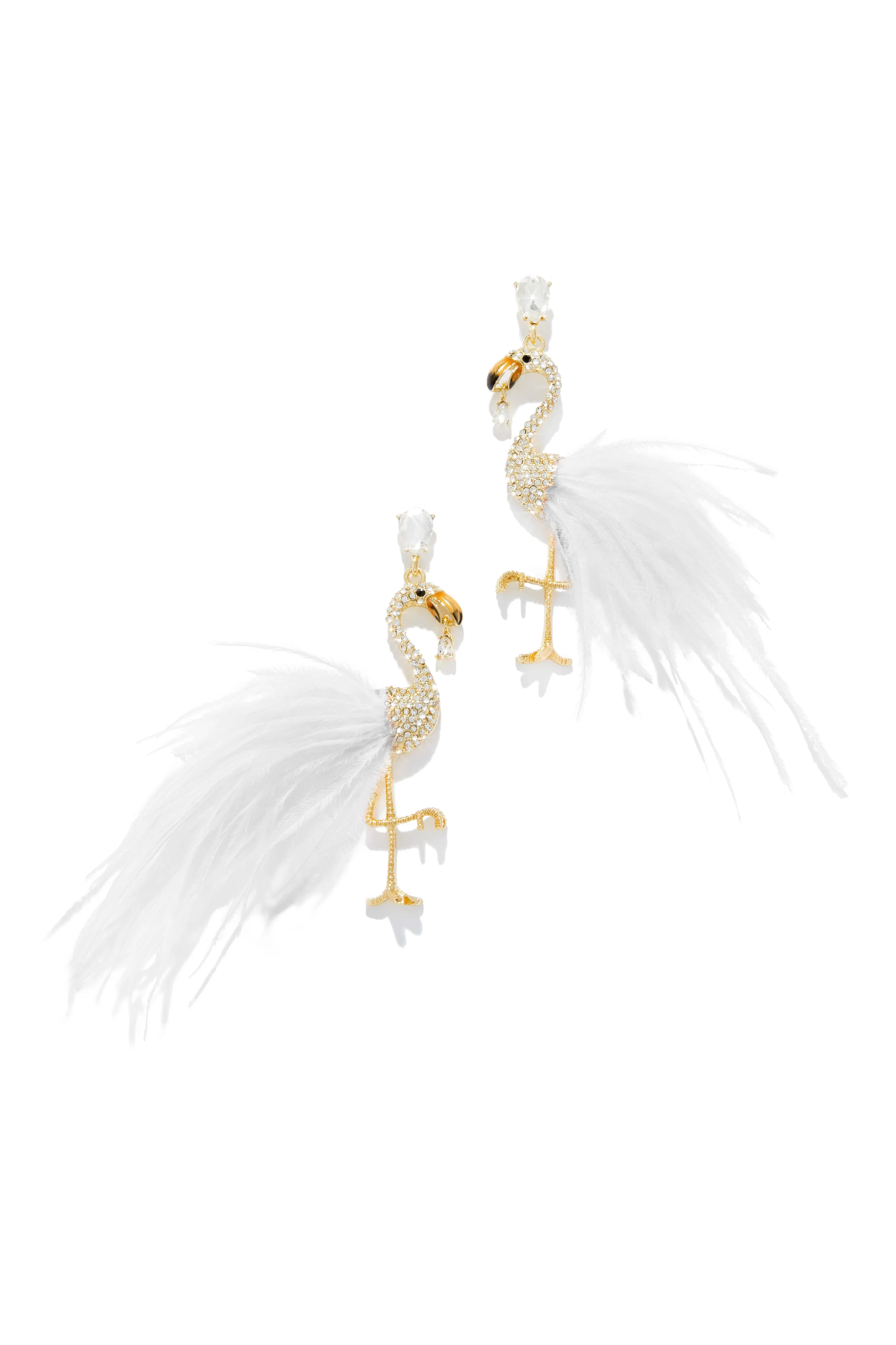 Aruba Faux Feather Flamingo Earring - White sold by Miss Lola product image thumbnail 3