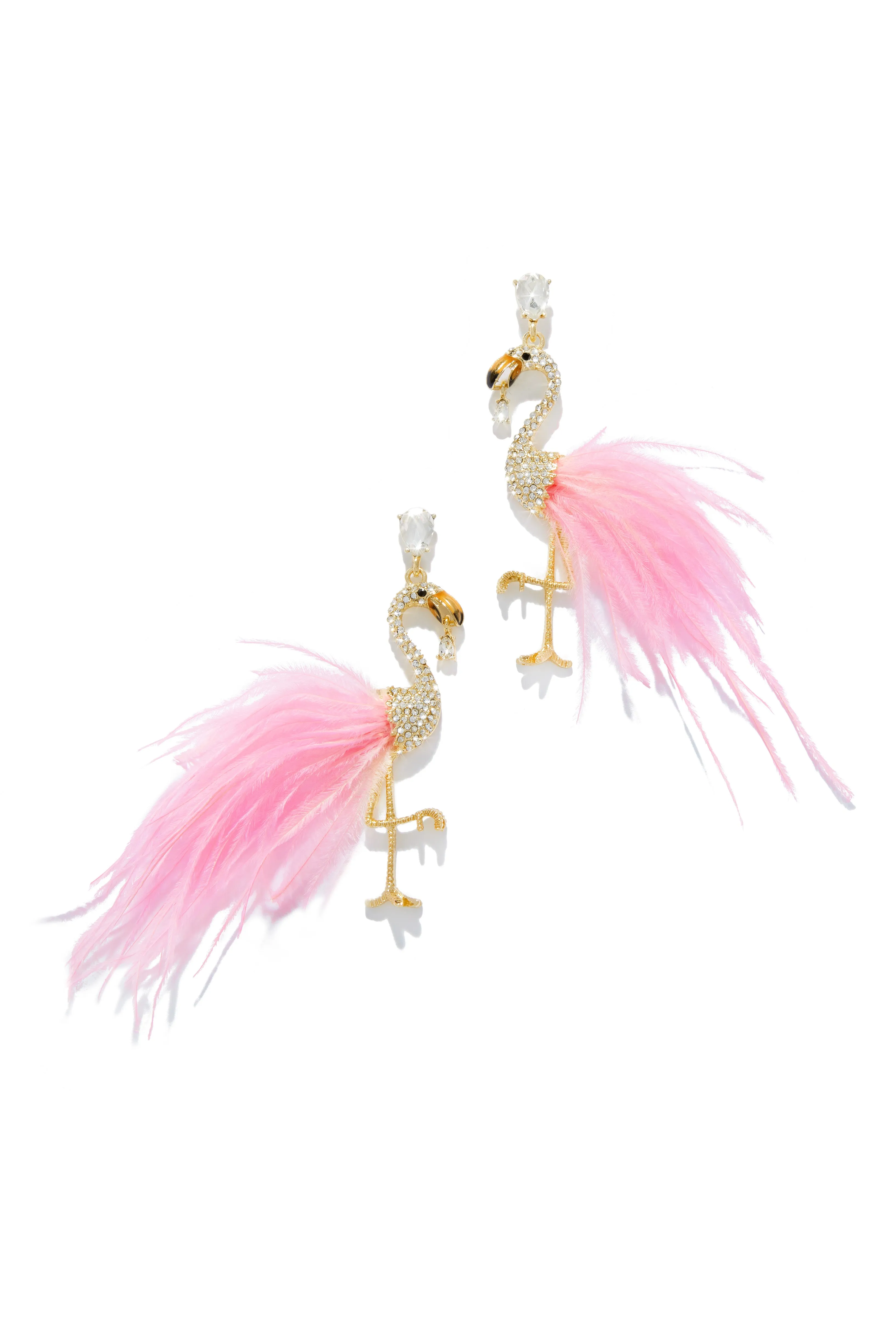 Aruba Faux Feather Flamingo Earring - White sold by Miss Lola product image thumbnail 4