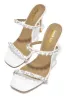 Love Addiction Embellished High Heel Mules - White sold by Miss Lola