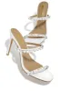 Love Addiction Embellished High Heel Mules - White sold by Miss Lola