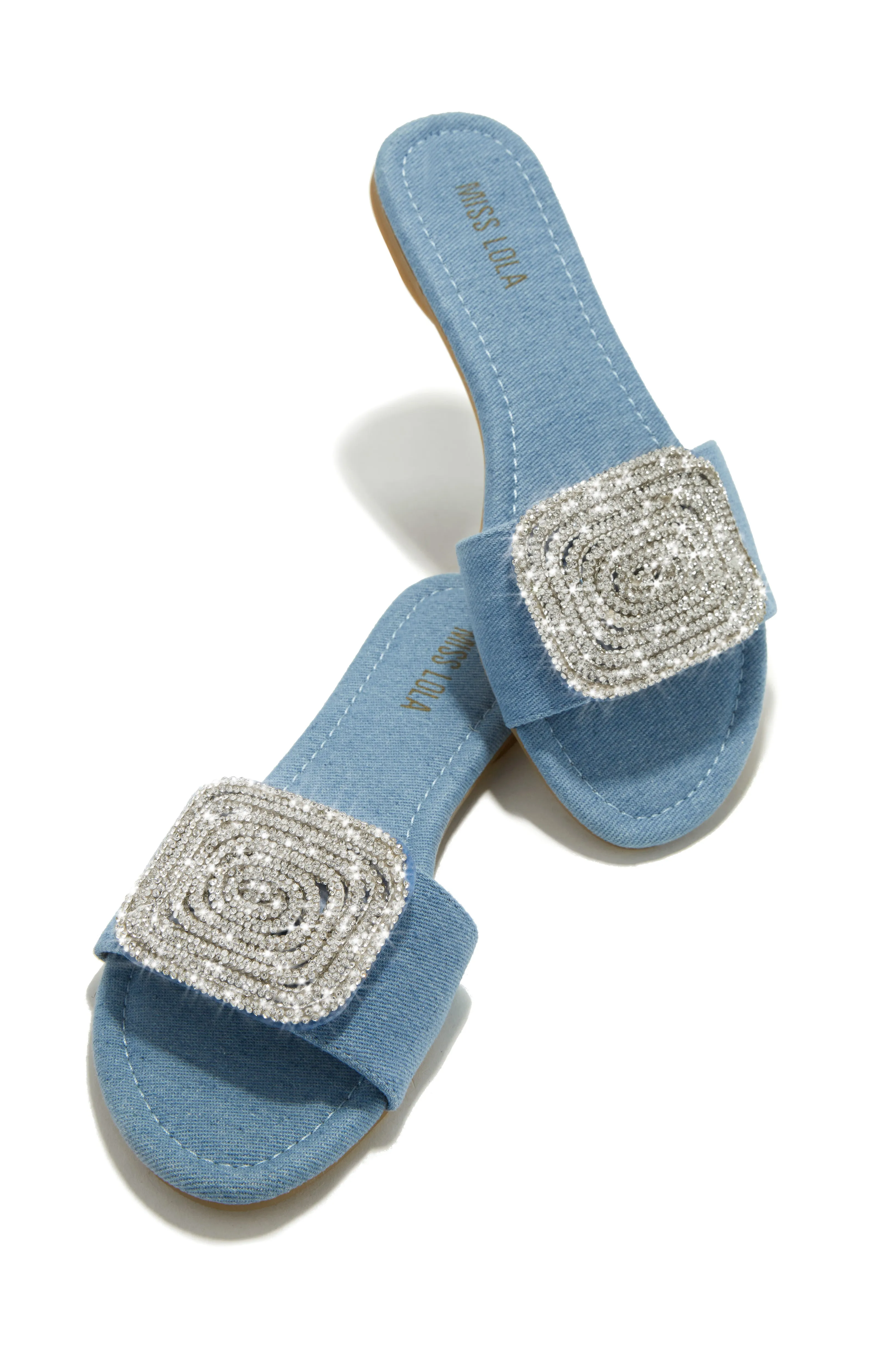 Beach Cocktail Embellished Slip On Sandals - Denim sold by Miss Lola product image thumbnail 4