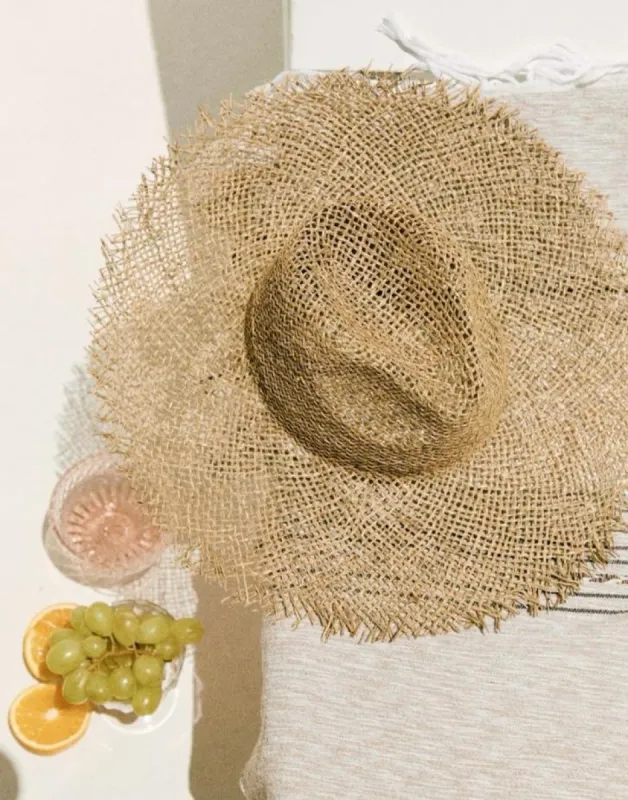 Baja Shore Frayed Brim Hat - Natural sold by Miss Lola