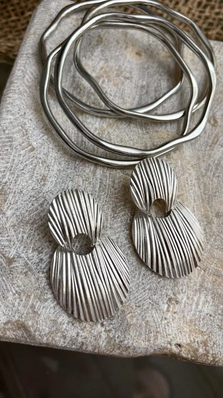 Samera Statement Dangle Earring - Silver sold by Miss Lola