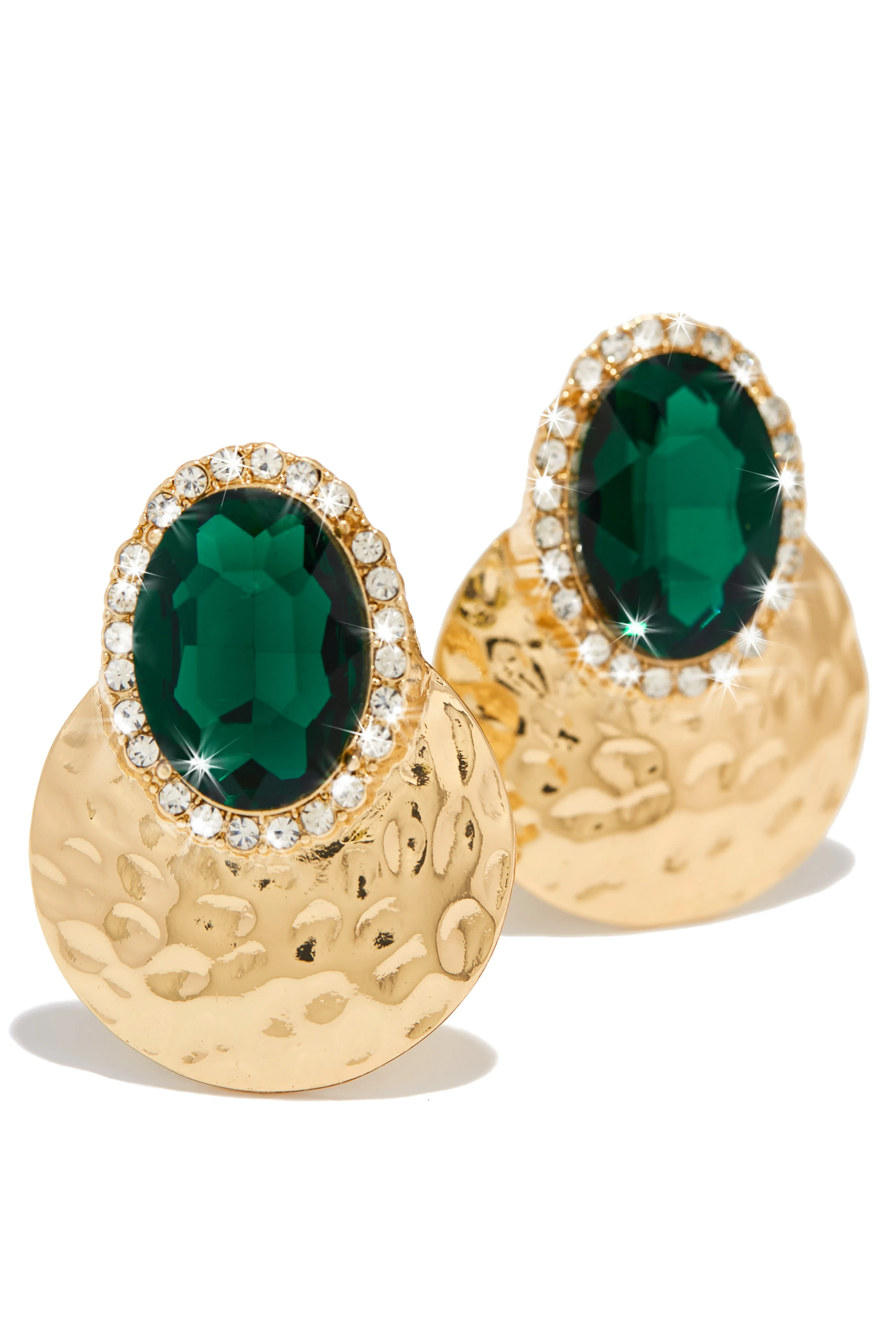 Weekend Gala Stone Embellished Earring - Green sold by Miss Lola