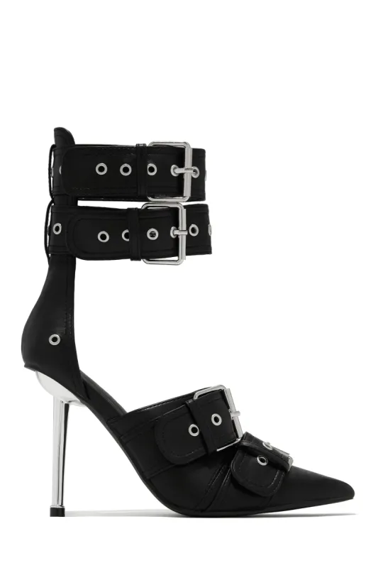 Kora Ankle Strap Pumps - Black sold by Miss Lola