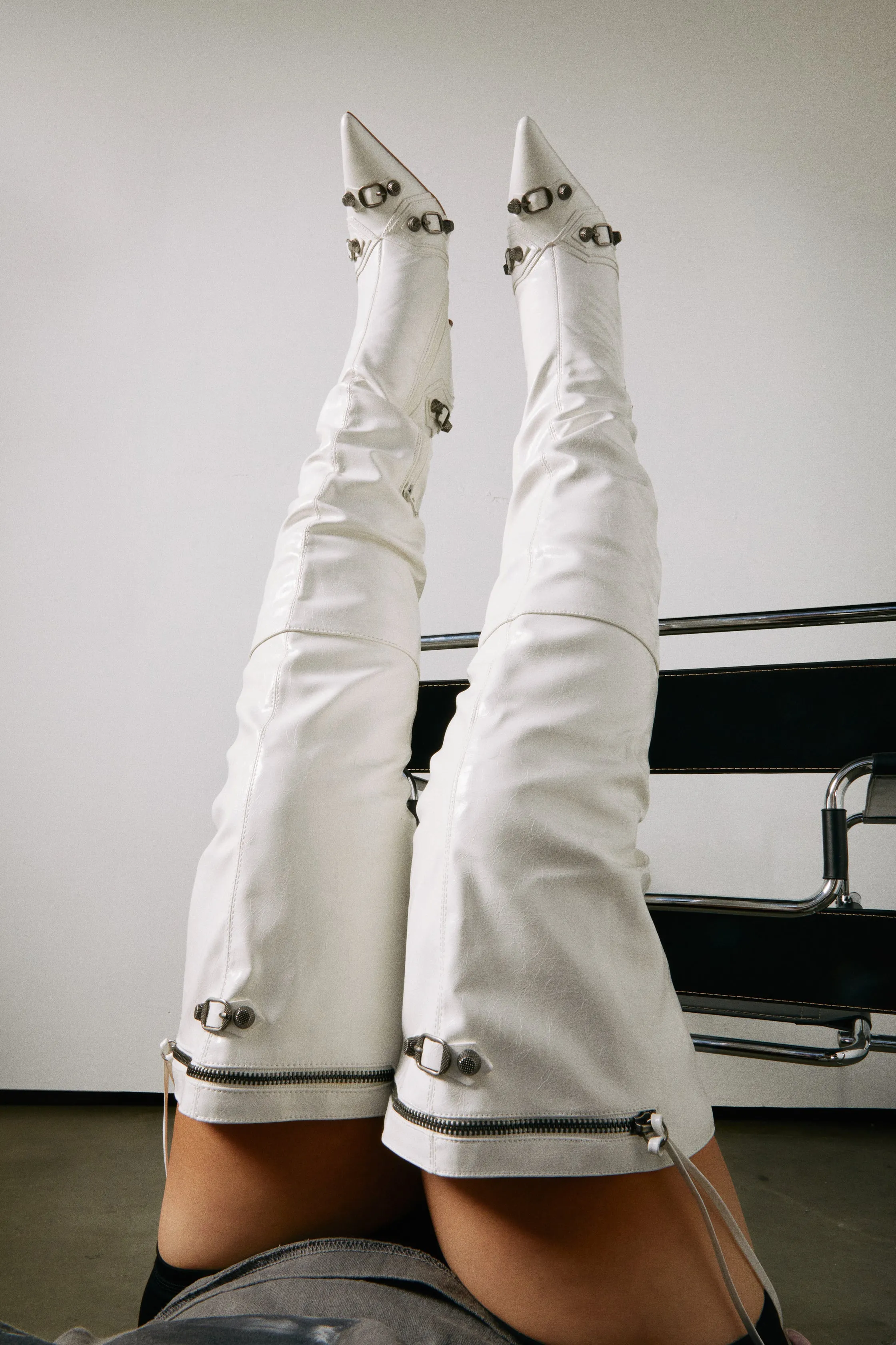 Maddison Over The Knee High Heel Boots - White sold by Miss Lola product image thumbnail 3