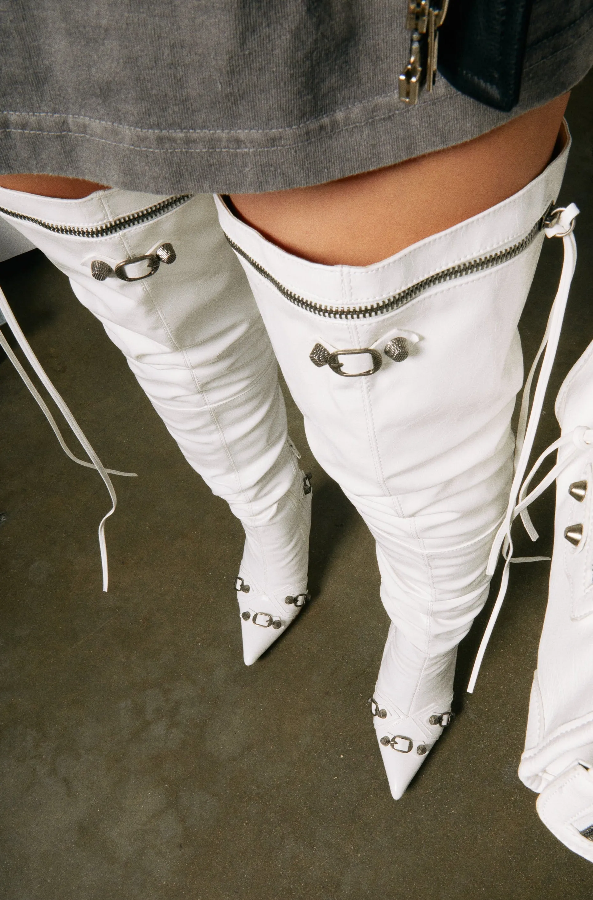 Maddison Over The Knee High Heel Boots - White sold by Miss Lola product image thumbnail 2