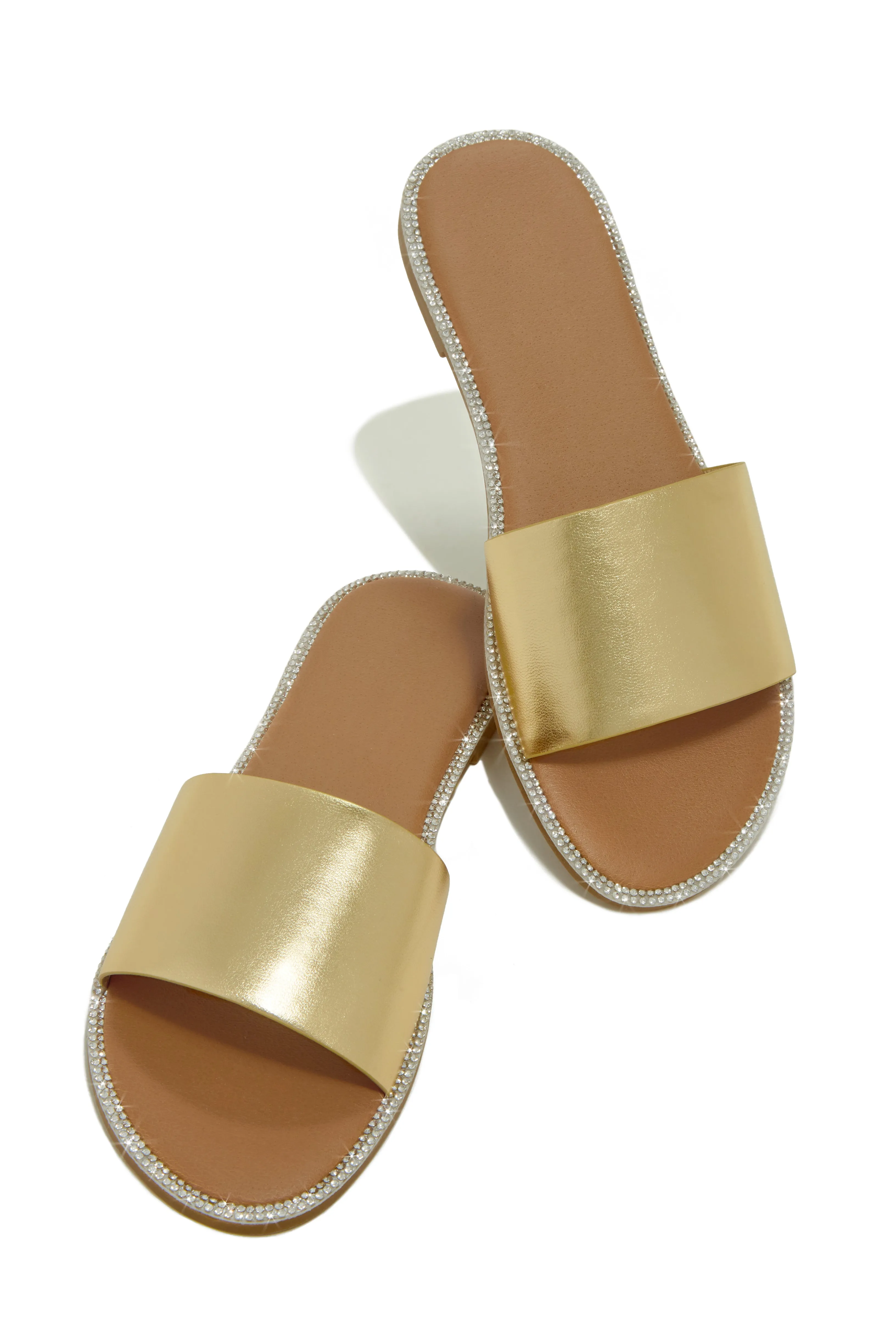 Summer Forever Embellished Flat Slip On Sandals - Gold sold by Miss Lola product image thumbnail 3