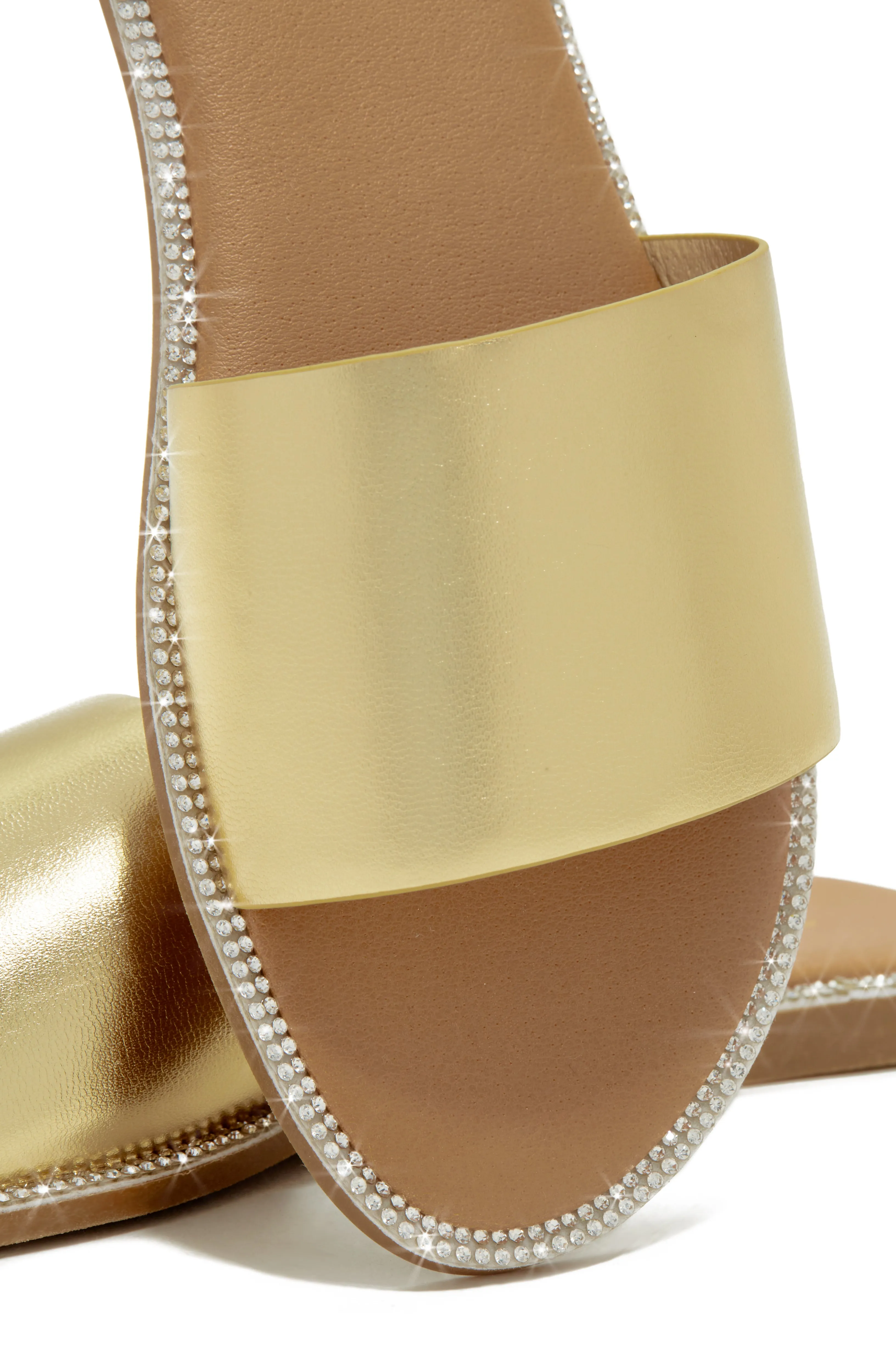 Summer Forever Embellished Flat Slip On Sandals - Gold sold by Miss Lola product image thumbnail 2