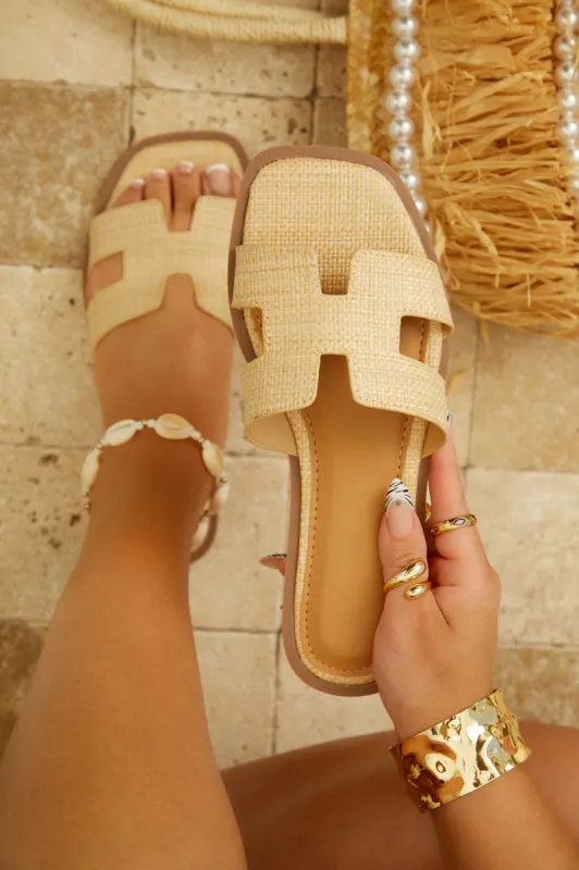 Miraya Slip On Sandals - Natural sold by Miss Lola