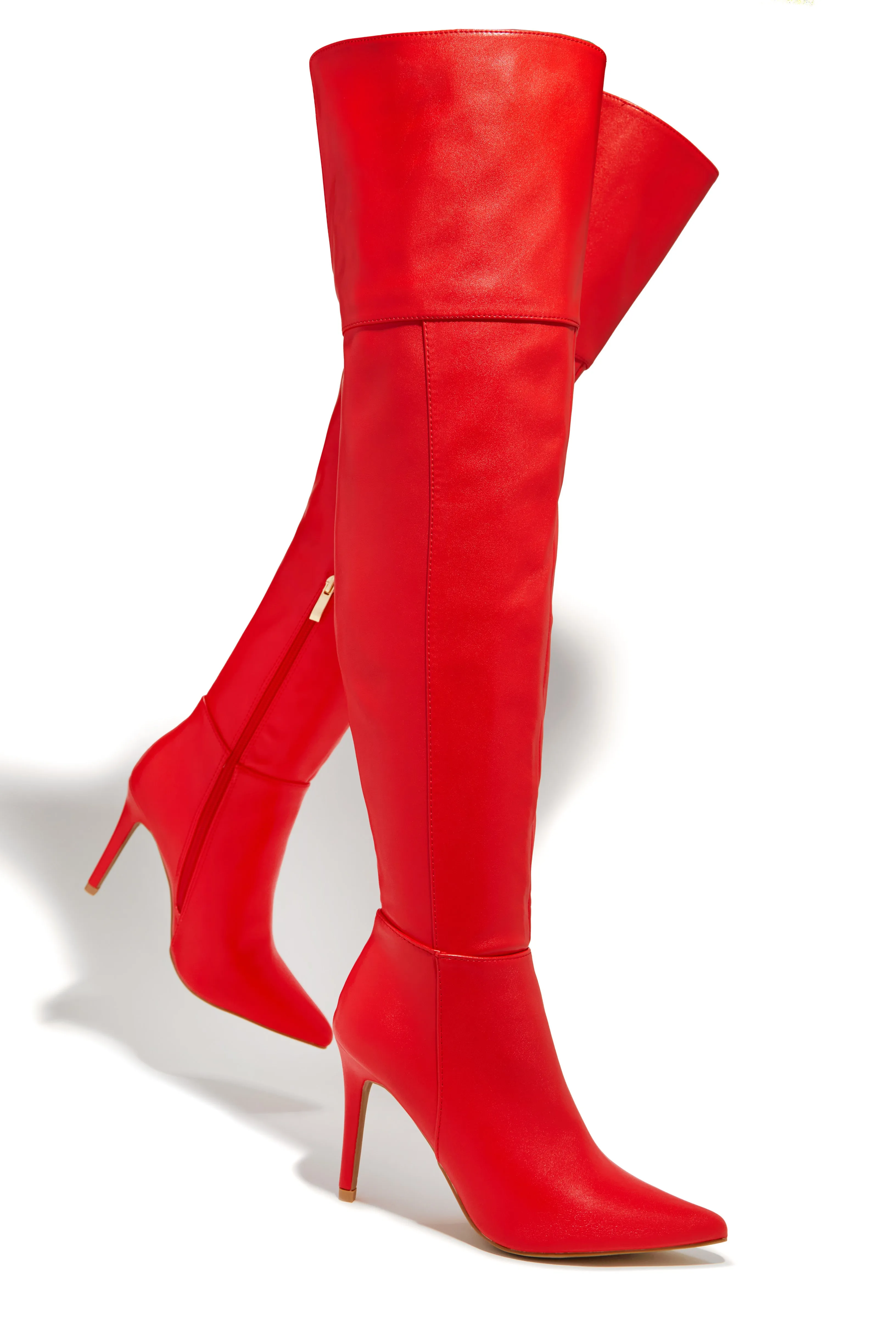 Paint The Town Over The Knee Heel Boots - Red sold by Miss Lola product image thumbnail 4