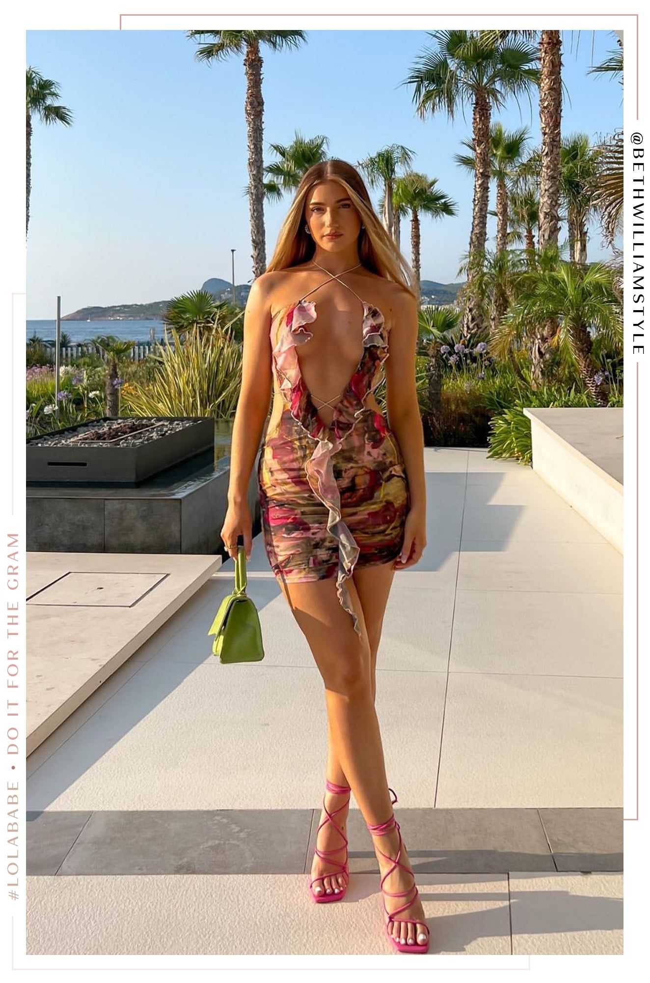 Luciana Lace Up Block High Heels - Pink sold by Miss Lola product image thumbnail 4